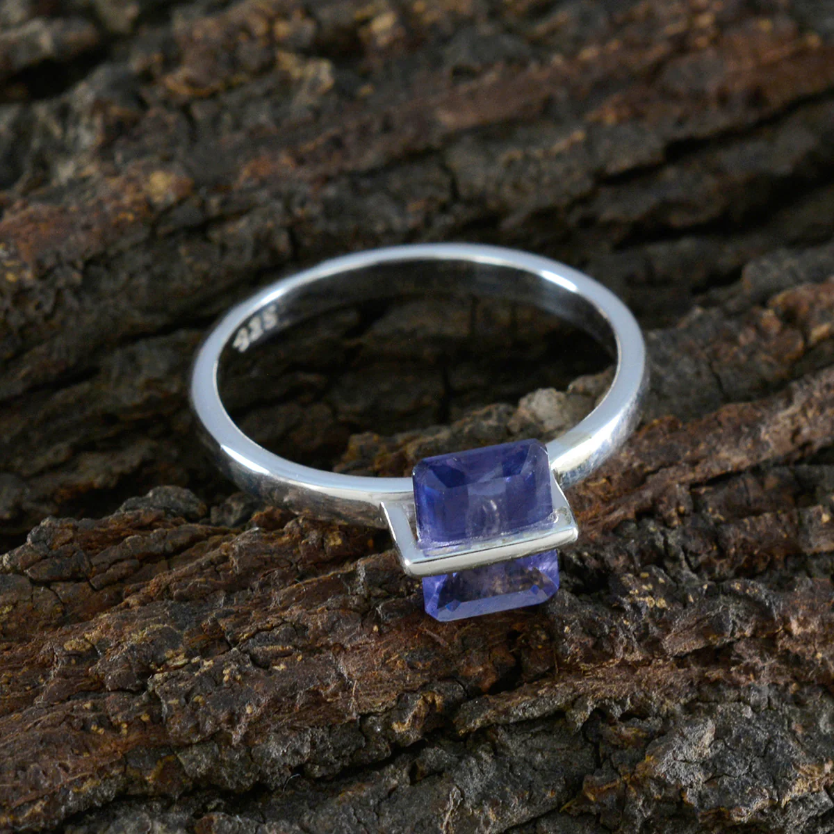 Iolite Solitaire American 925 Sterling Silver Blue Gemstone Dainty Trendy Ring Jewelry - Image 3