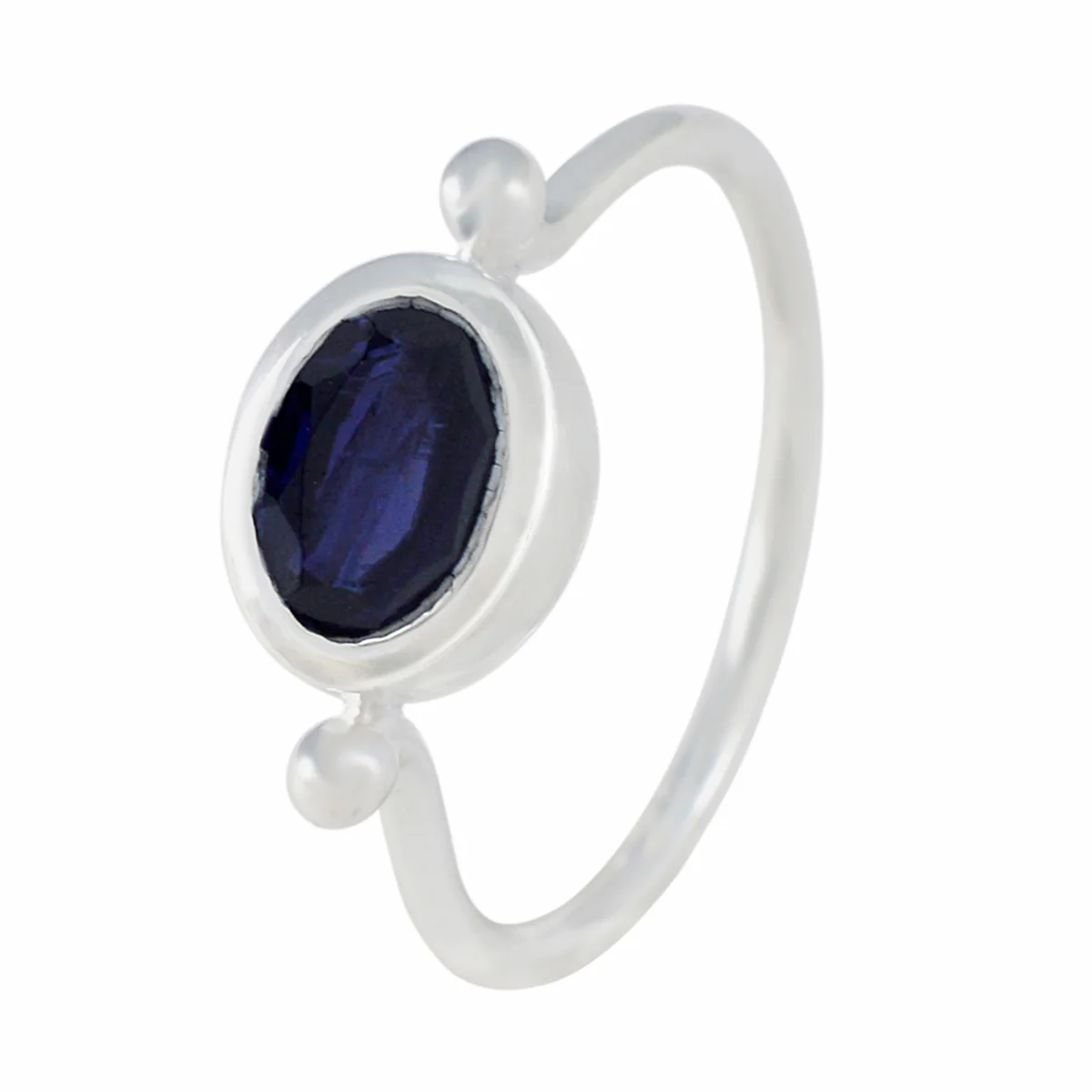 Iolite Solitaire American Sterling Silver Blue Gemstones Dainty Trendy Ring Jewelry - Image 2