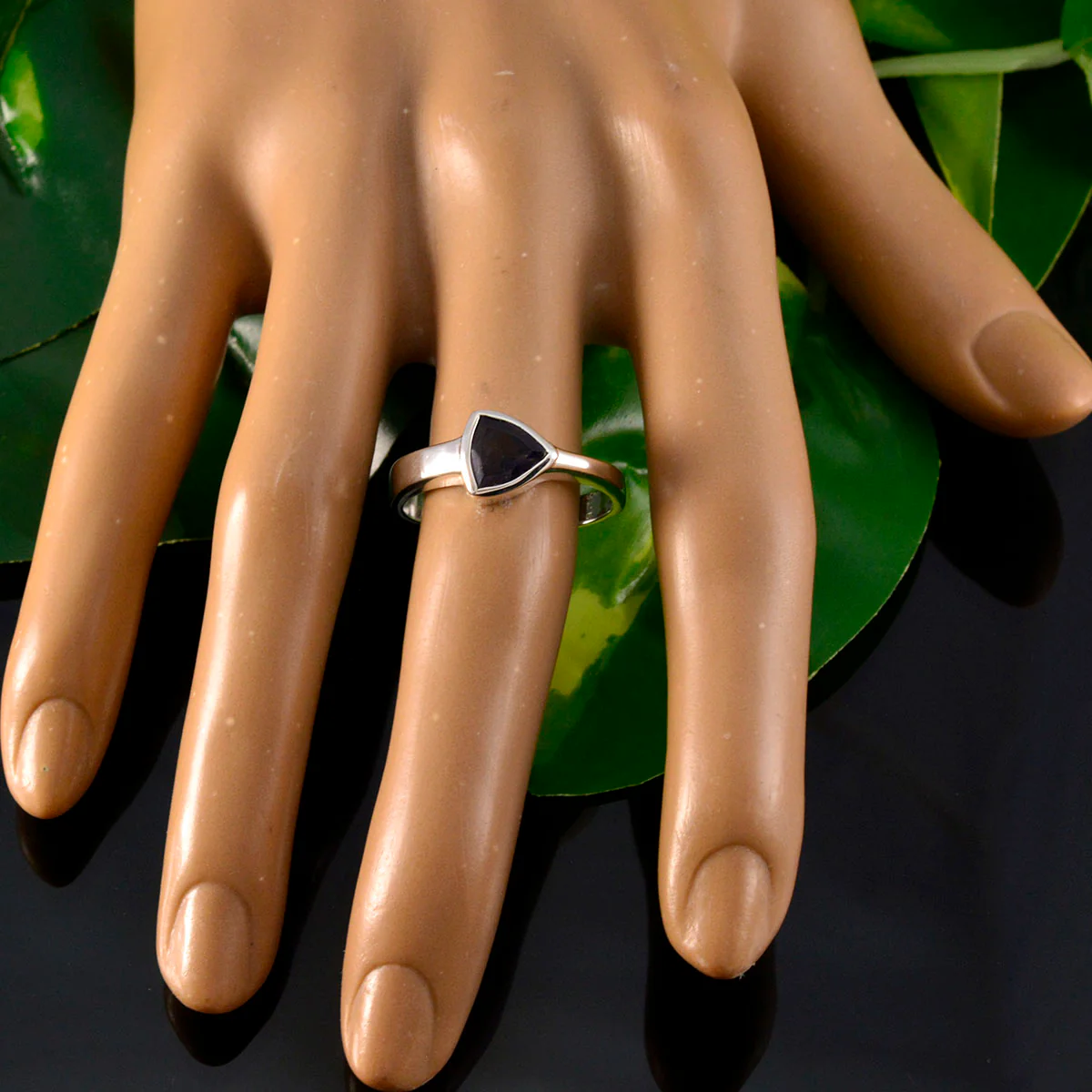 Iolite Solitaire Australian Sterling Silver Blue Gemstone Tiny Ethnic Ring Jewellery - Image 5