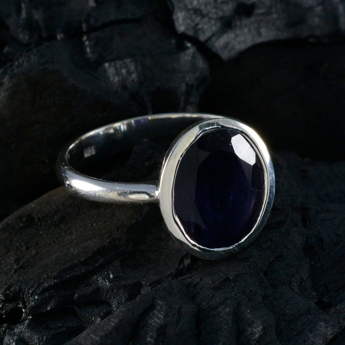 Iolite Solitaire Egyptian 925 Sterling Silver Blue Gems Minimal Trendy Ring Jewellery - Image 5