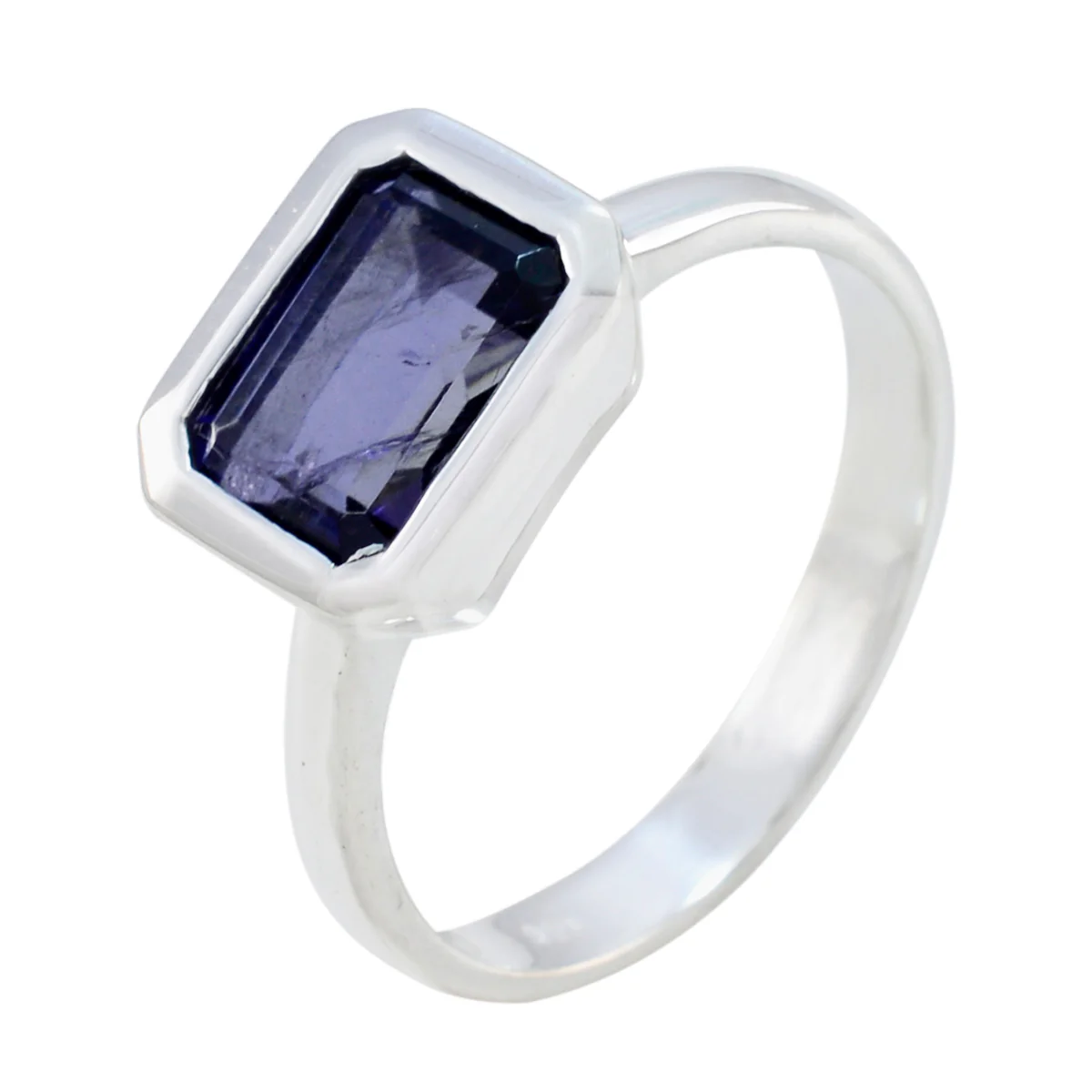 Iolite Solitaire Egyptian Sterling Silver Blue Gemstones Tiny Abstract Ring Jewellery - Image 2