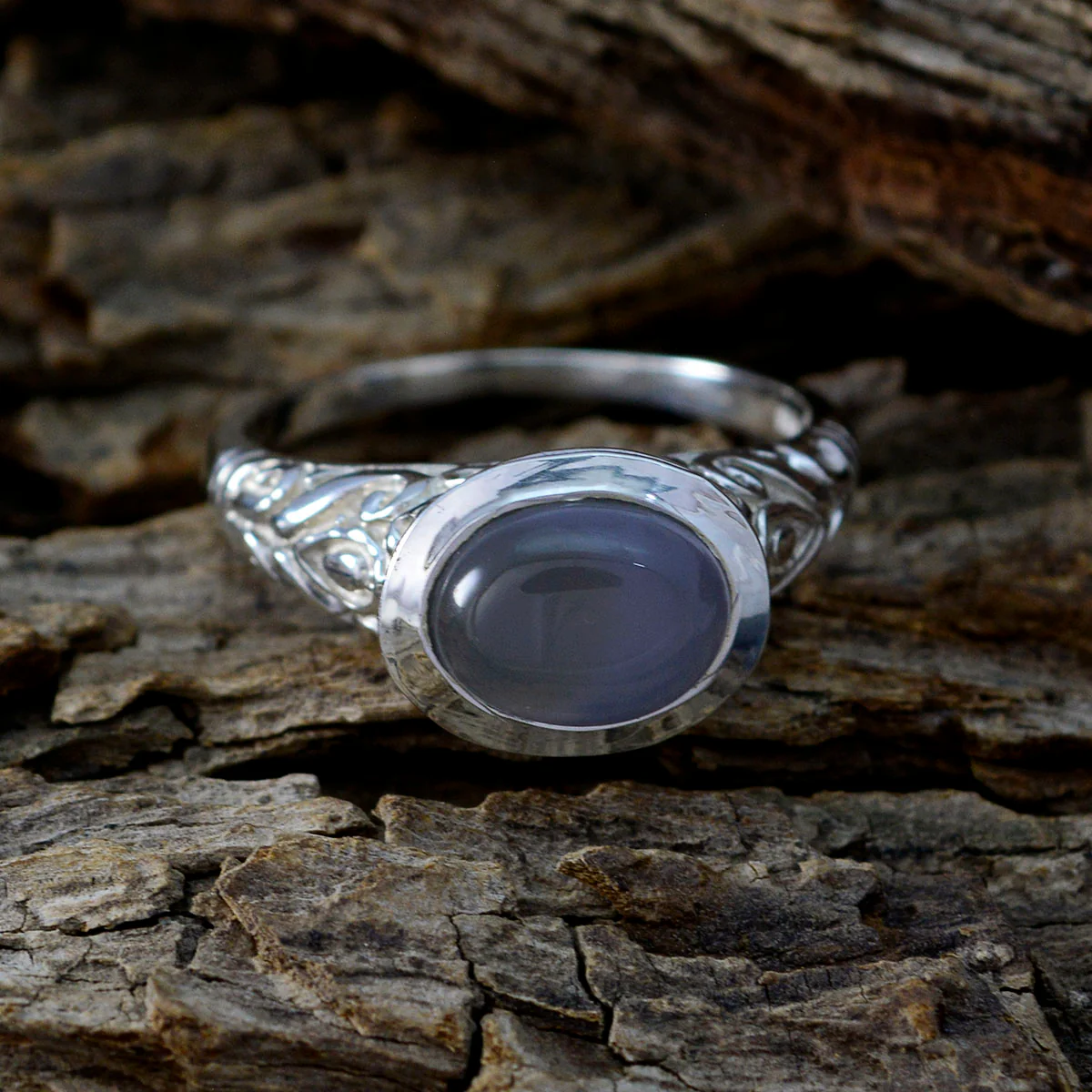 Iolite Solitaire French 92.5 Silver Blue Gemstones Minimal Art Deco Ring Jewelry - Image 3