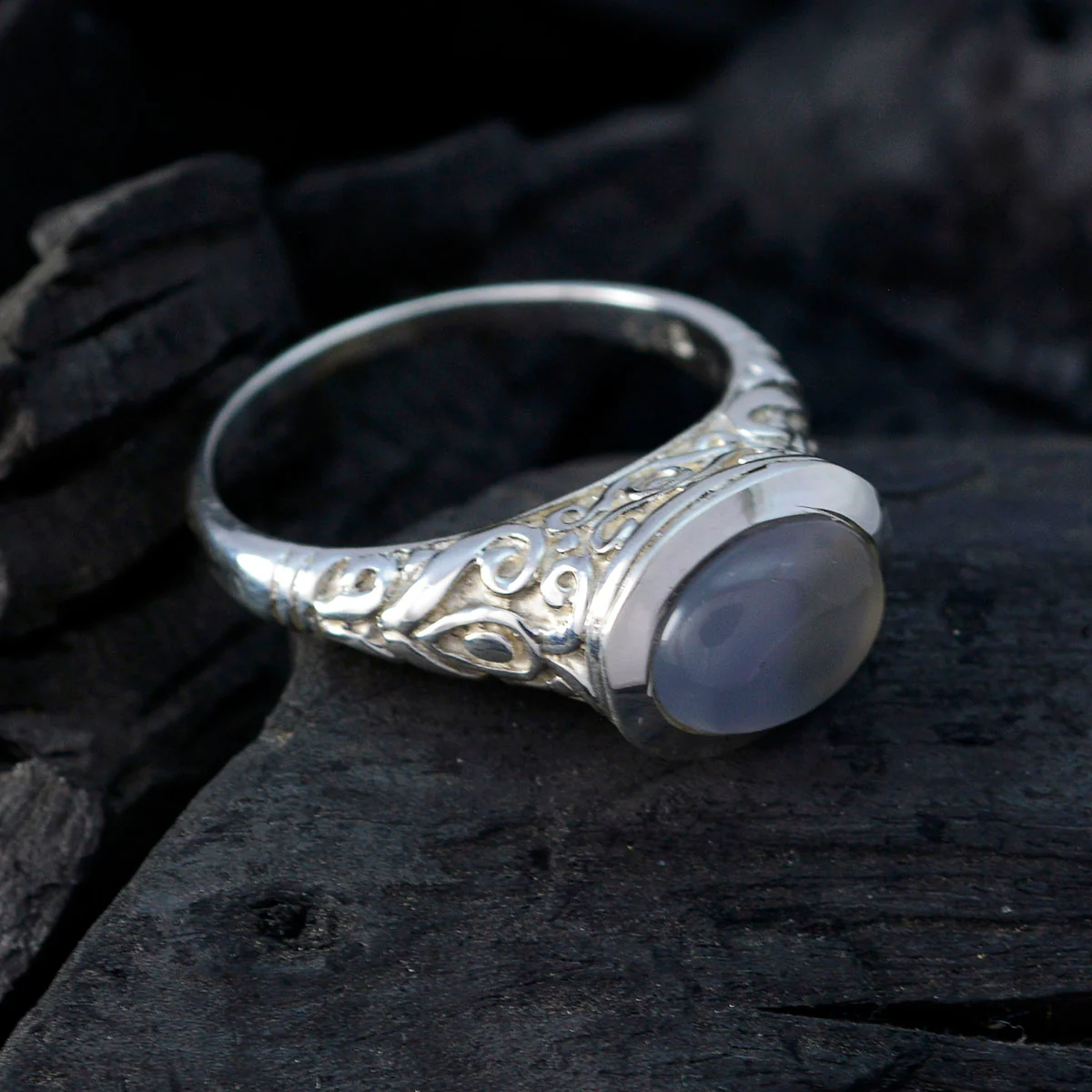 Iolite Solitaire French 92.5 Silver Blue Gemstones Minimal Art Deco Ring Jewelry - Image 4