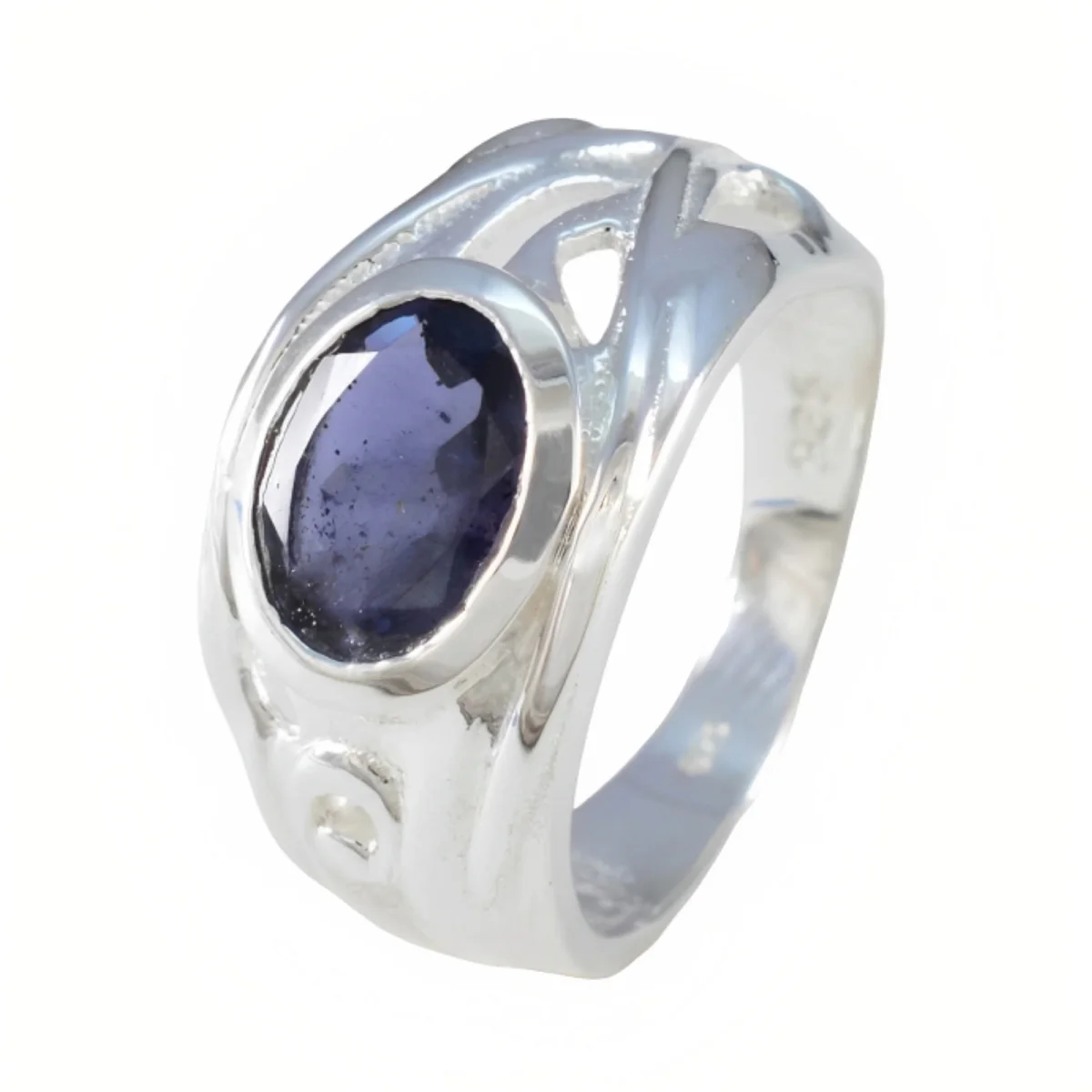 Iolite Solitaire French 925 Sterling Silver Blue Gems Mid-weight Fairytale Ring Jewelry - Image 2