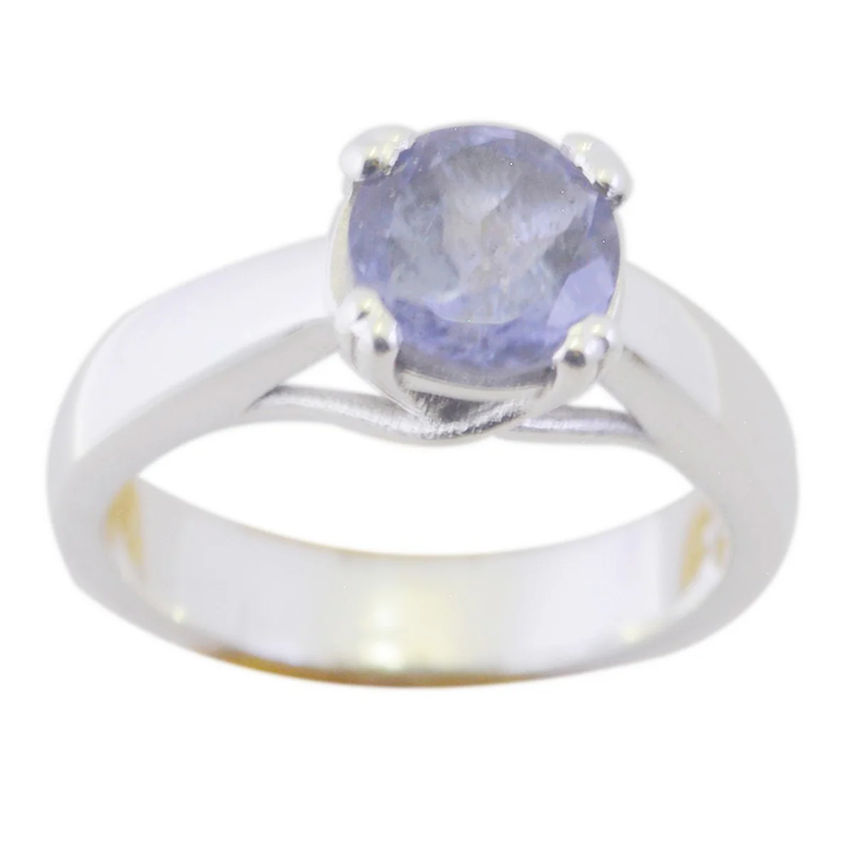 Iolite Solitaire French 925 Sterling Silver Blue Gemstones Tiny Contemporary Ring Jewellery - Image 2
