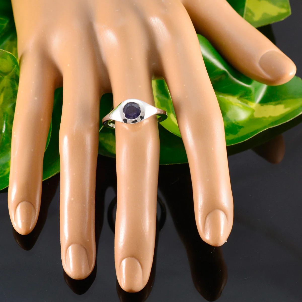 Iolite Solitaire French Sterling Silver Blue Gems Featherlight Modern Ring Jewelry - Image 5