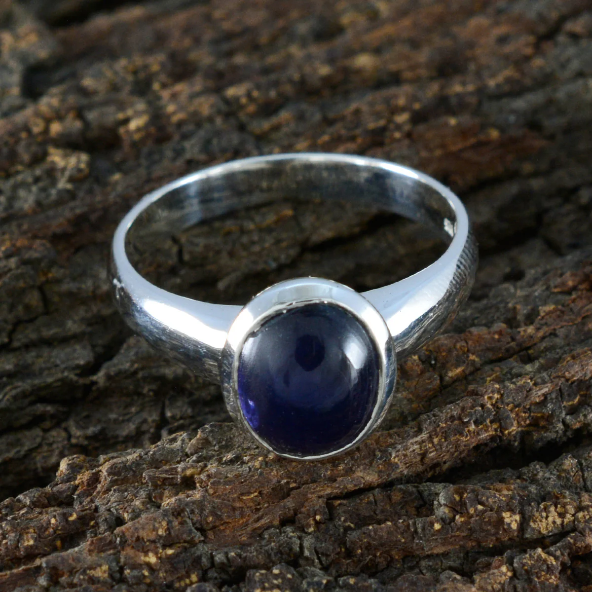 Iolite Solitaire French Sterling Silver Blue Gemstones Classic Sophisticated Ring Jewelry - Image 3