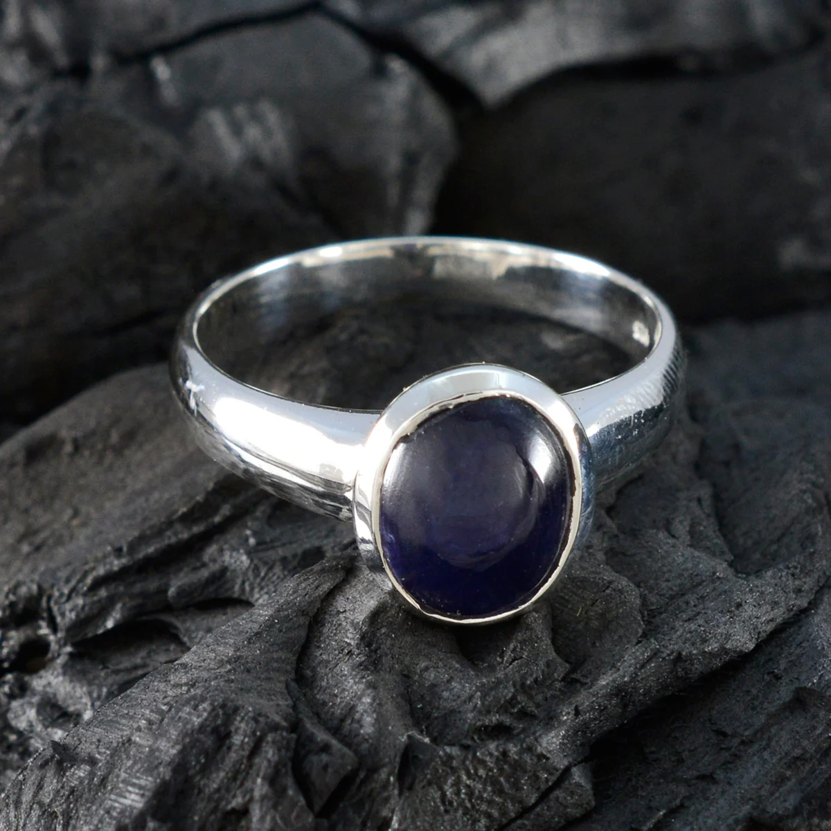 Iolite Solitaire French Sterling Silver Blue Gemstones Classic Sophisticated Ring Jewelry - Image 4