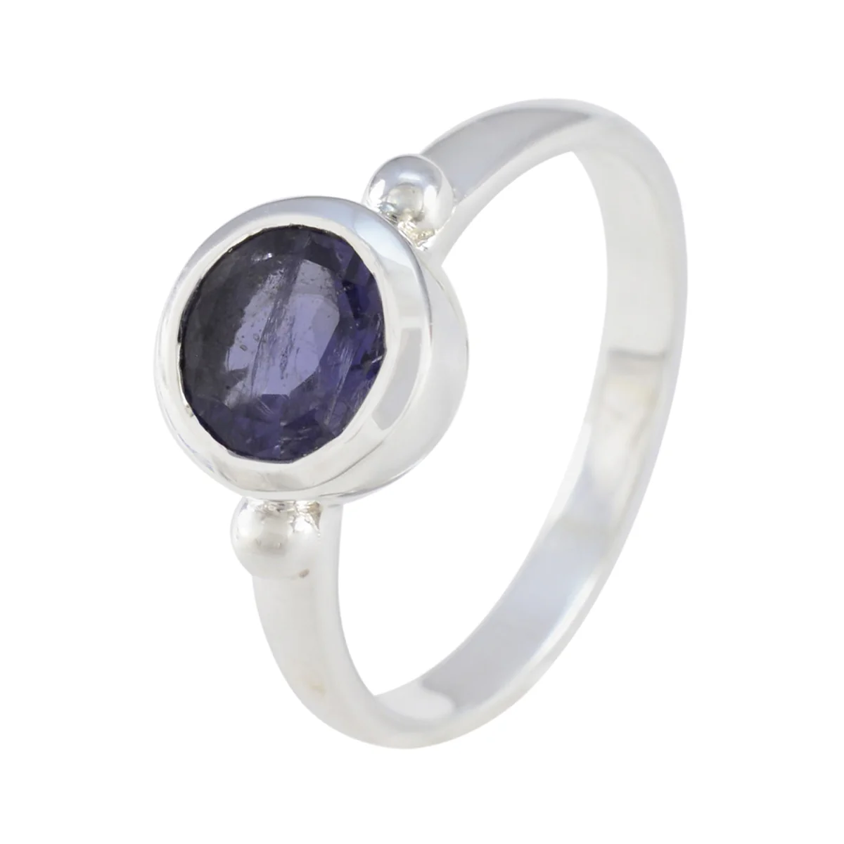 Iolite Solitaire French Sterling Silver Blue Gemstones Slim Sophisticated Ring Jewelry - Image 2