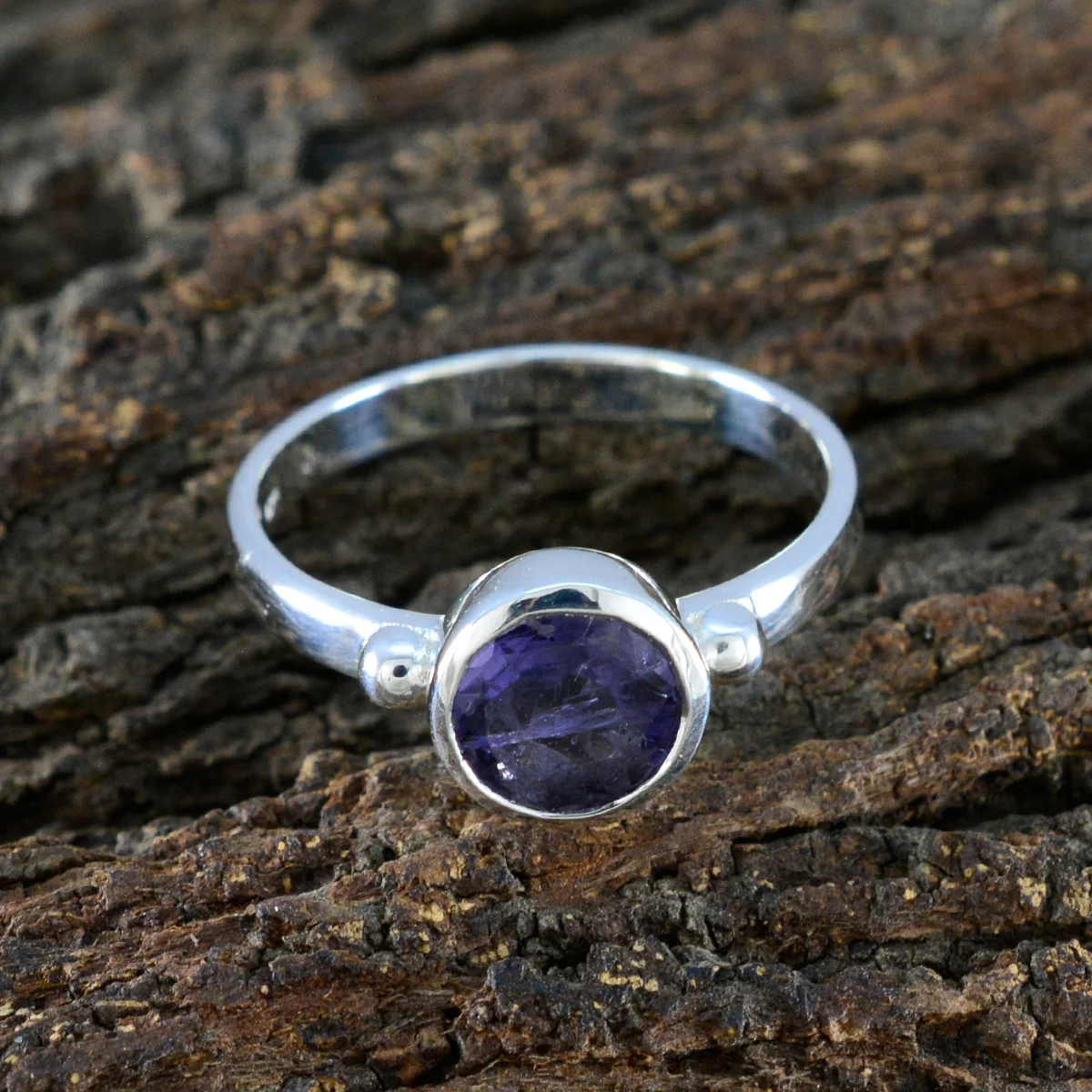 Iolite Solitaire French Sterling Silver Blue Gemstones Slim Sophisticated Ring Jewelry - Image 3