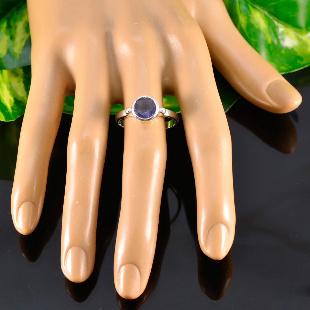 Iolite Solitaire French Sterling Silver Blue Gemstones Slim Sophisticated Ring Jewelry - Image 5