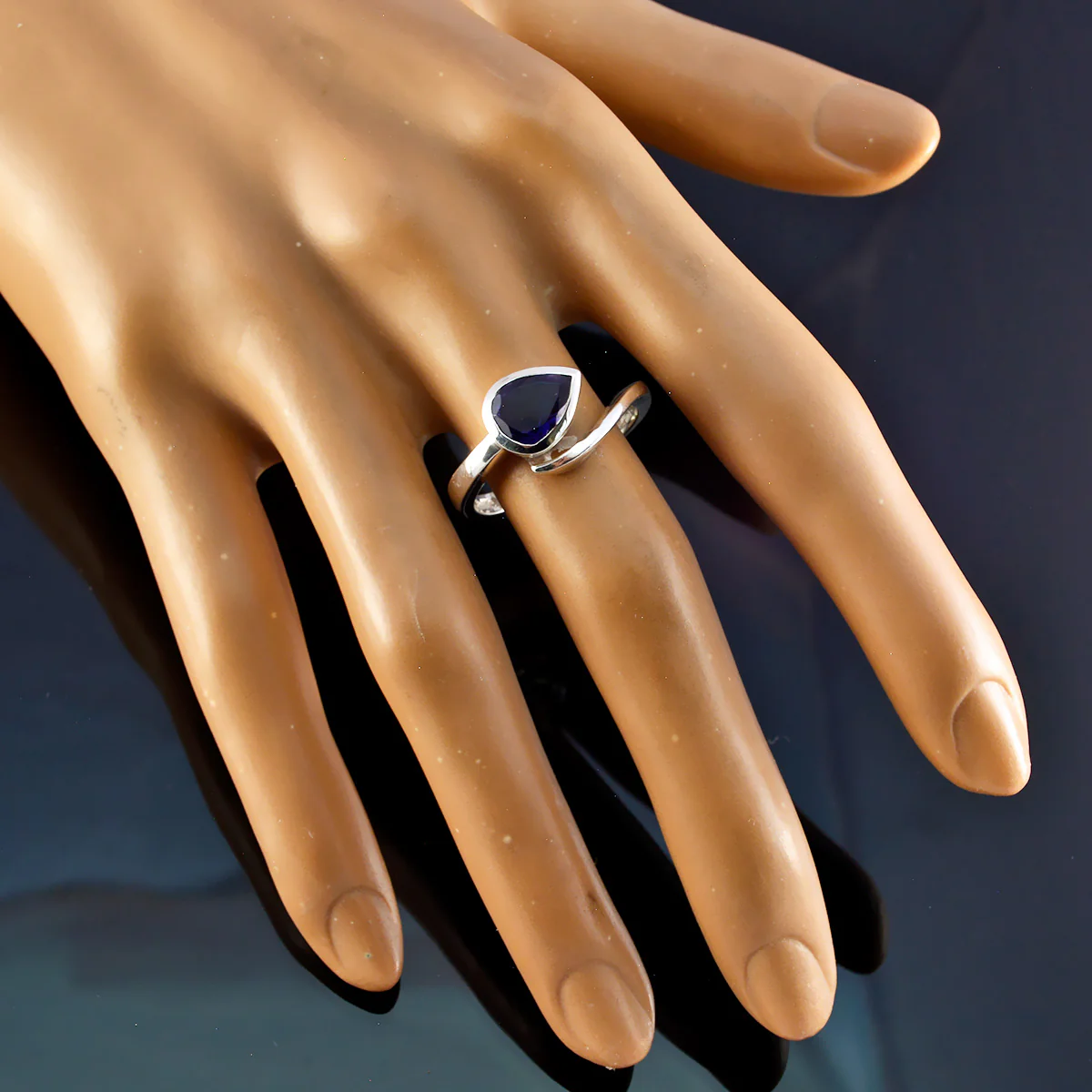 Iolite Solitaire German Silver Blue Gemstones Featherlight Graceful Ring Jewelry - Image 5