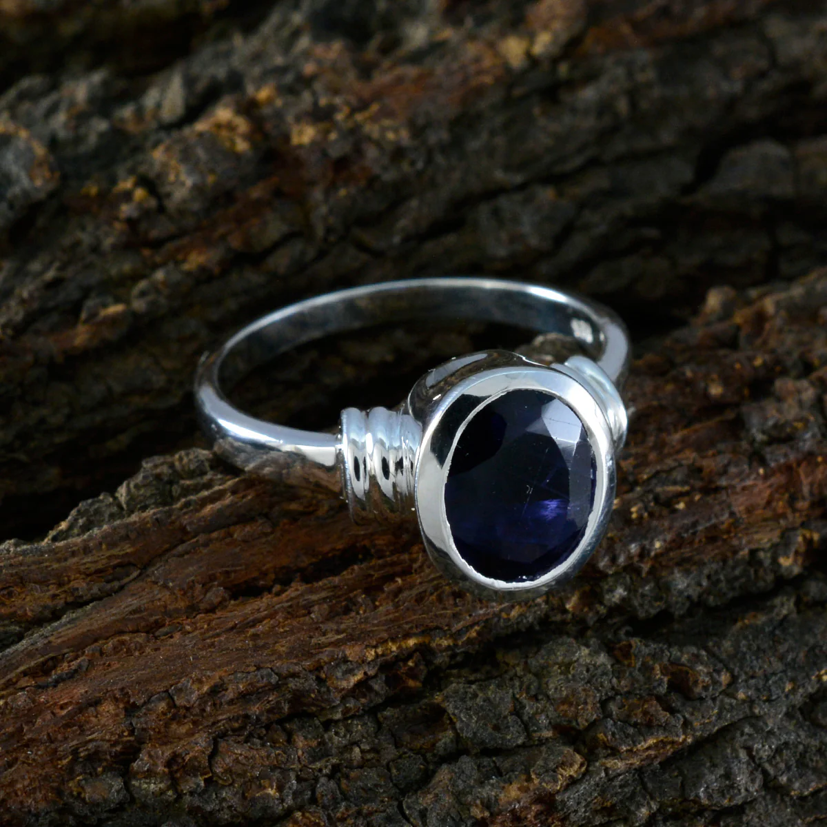 Iolite Solitaire German Silver Blue Gemstones Mid-weight Feminine Ring Jewellery - Image 4
