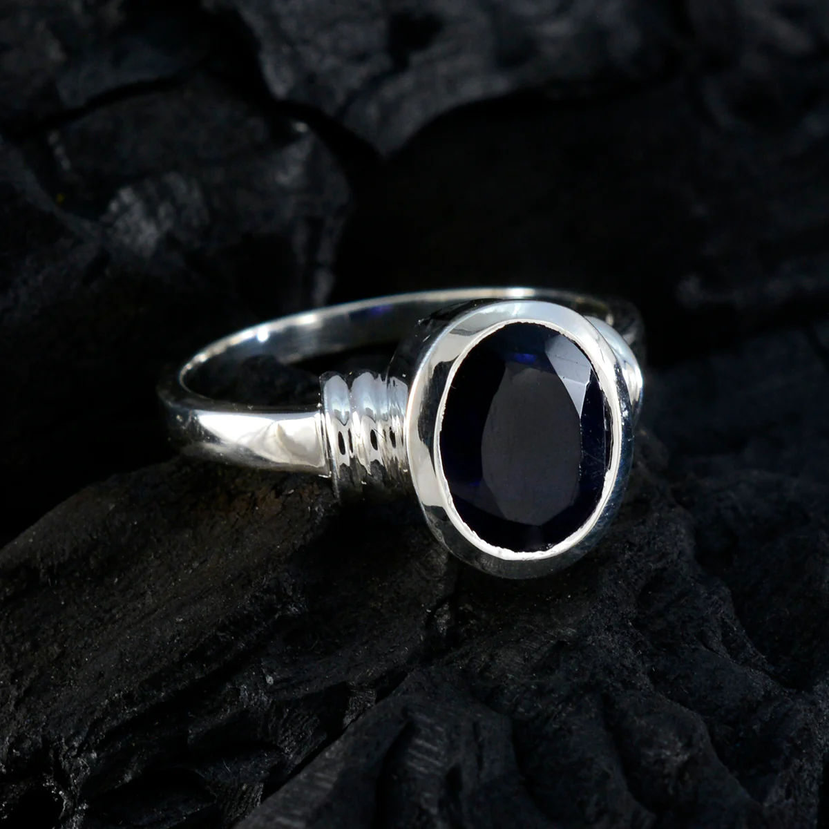 Iolite Solitaire German Silver Blue Gemstones Mid-weight Feminine Ring Jewellery - Image 5