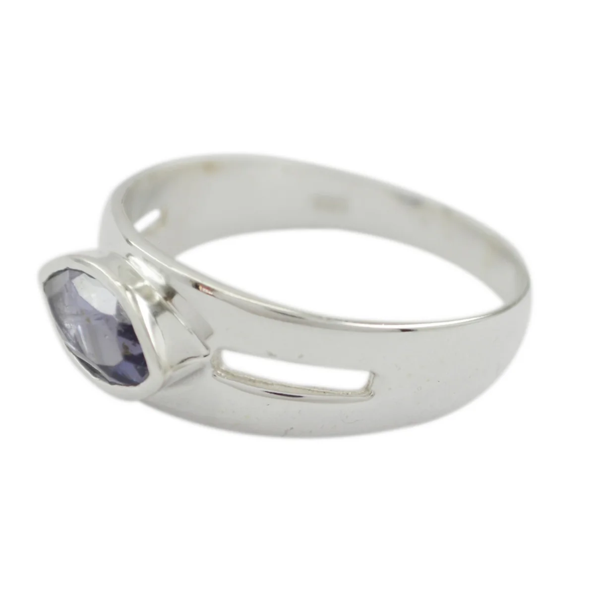 Iolite Solitaire Indian Sterling Silver Blue Gems Slim Trendy Ring Jewellery - Image 2