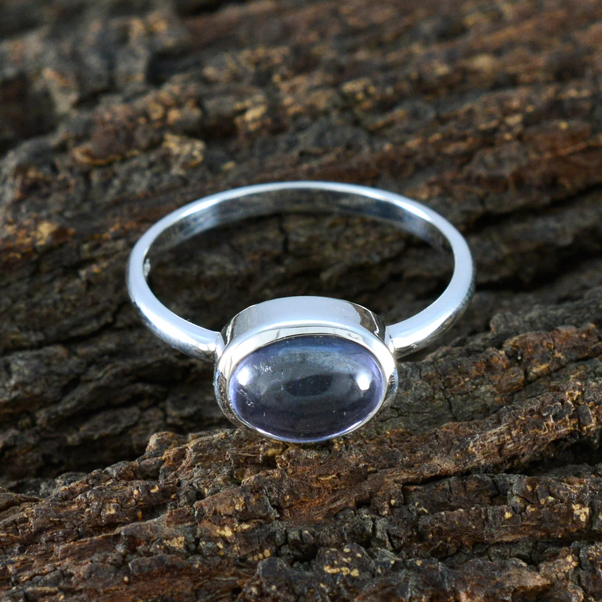 Iolite Solitaire Japanese 92.5 Silver Blue Gemstones Dainty Contemporary Ring Jewelry - Image 3
