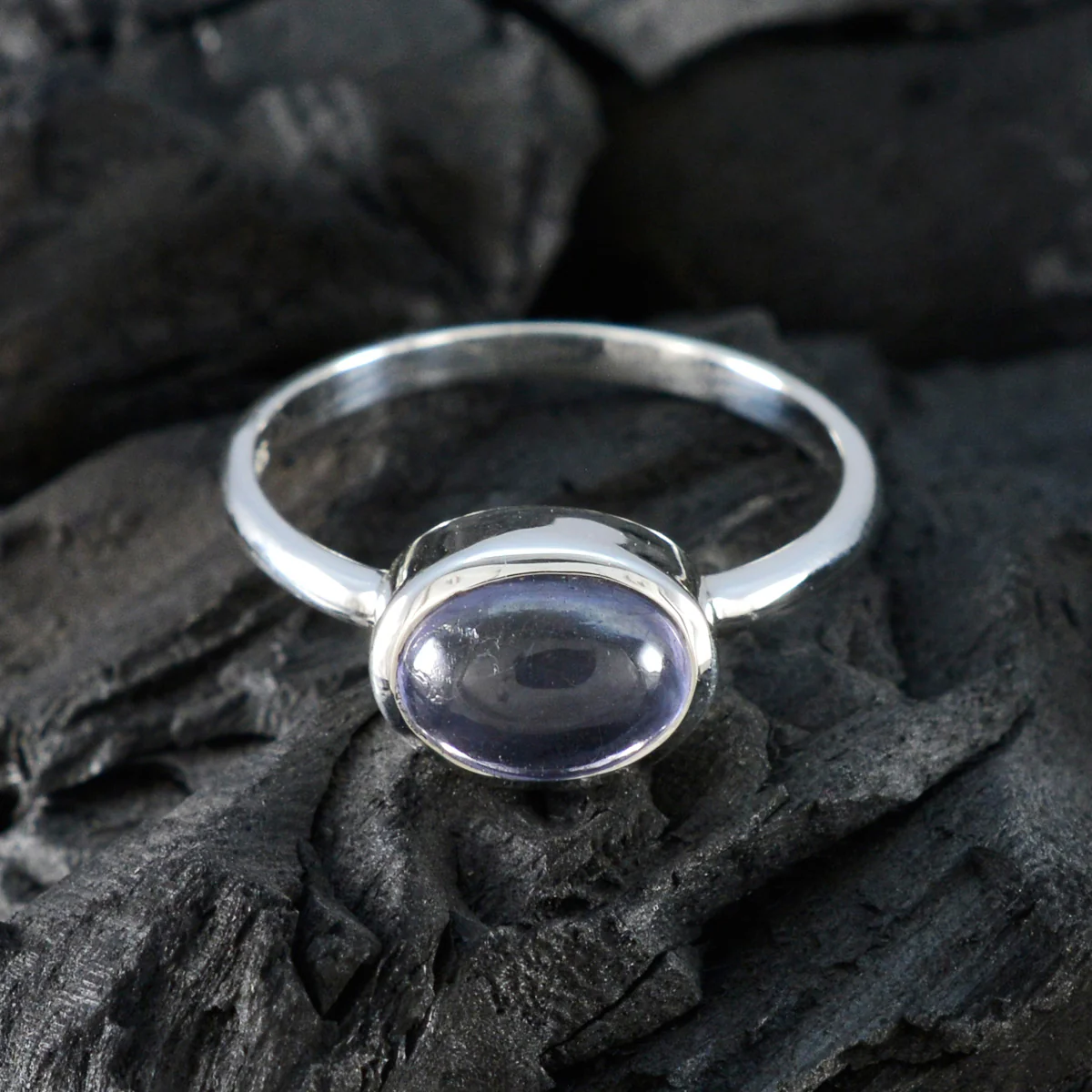 Iolite Solitaire Japanese 92.5 Silver Blue Gemstones Dainty Contemporary Ring Jewelry - Image 4