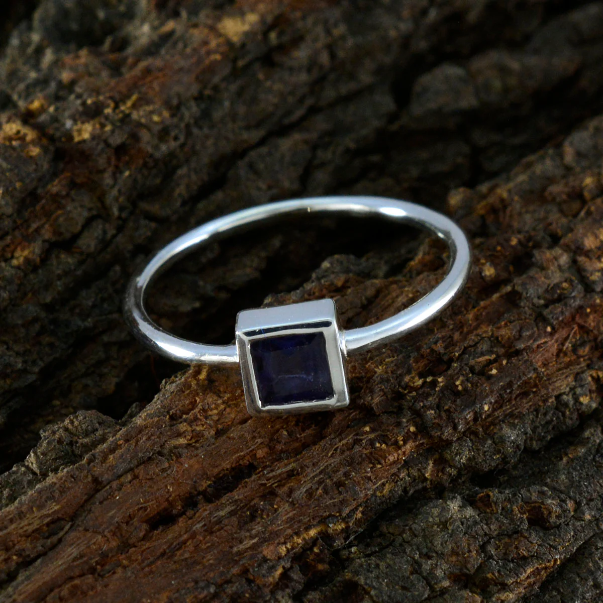 Iolite Solitaire Japanese Silver Blue Gemstones Elegant  Abstract Ring Jewelry - Image 3