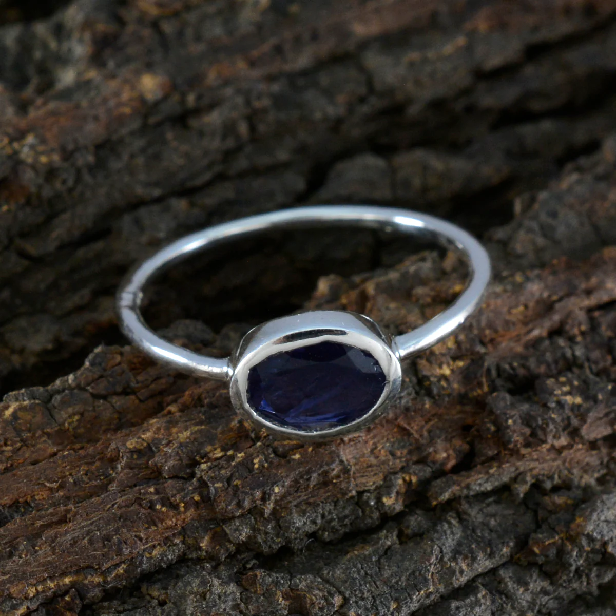 Iolite Solitaire Japanese Sterling Silver Blue Gems Elegant Sophisticated Ring Jewellery - Image 3