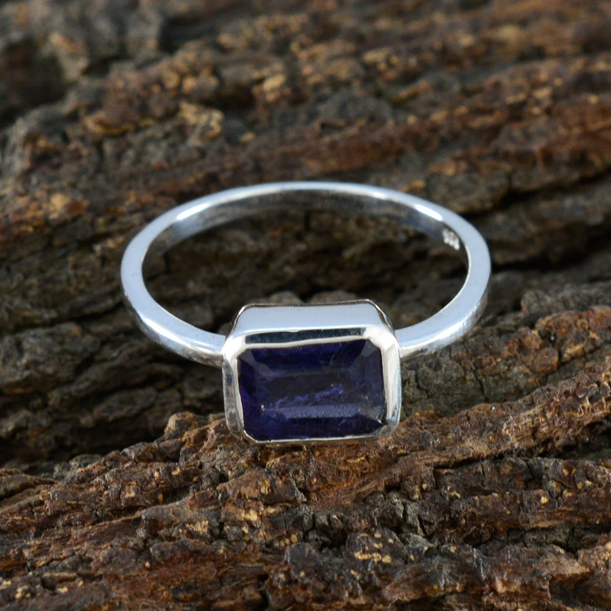 Iolite Solitaire Korean 92.5 Silver Blue Gems Dainty Abstract Ring Jewelry - Image 3