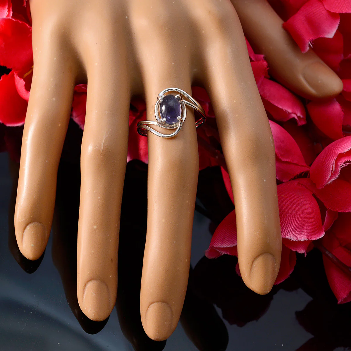 Iolite Solitaire Korean 925 Sterling Silver Blue Gems Delicate Glamorous Ring Jewellery - Image 5