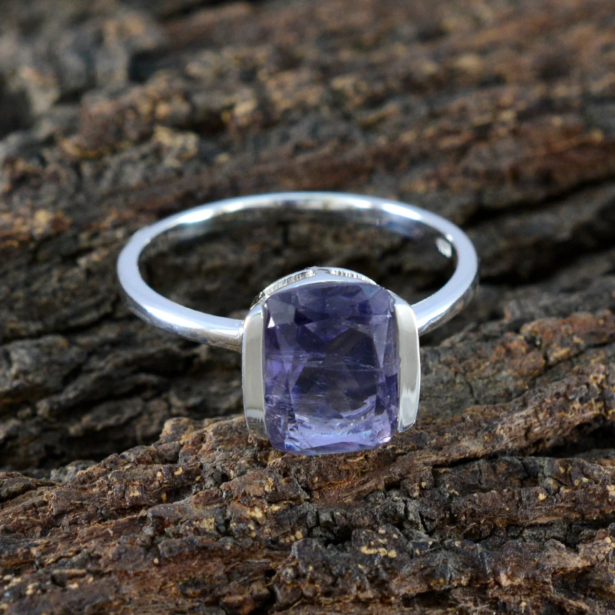 Iolite Solitaire Korean Sterling Silver Blue Gems Whisper-thin Fairytale Ring Jewellery - Image 3