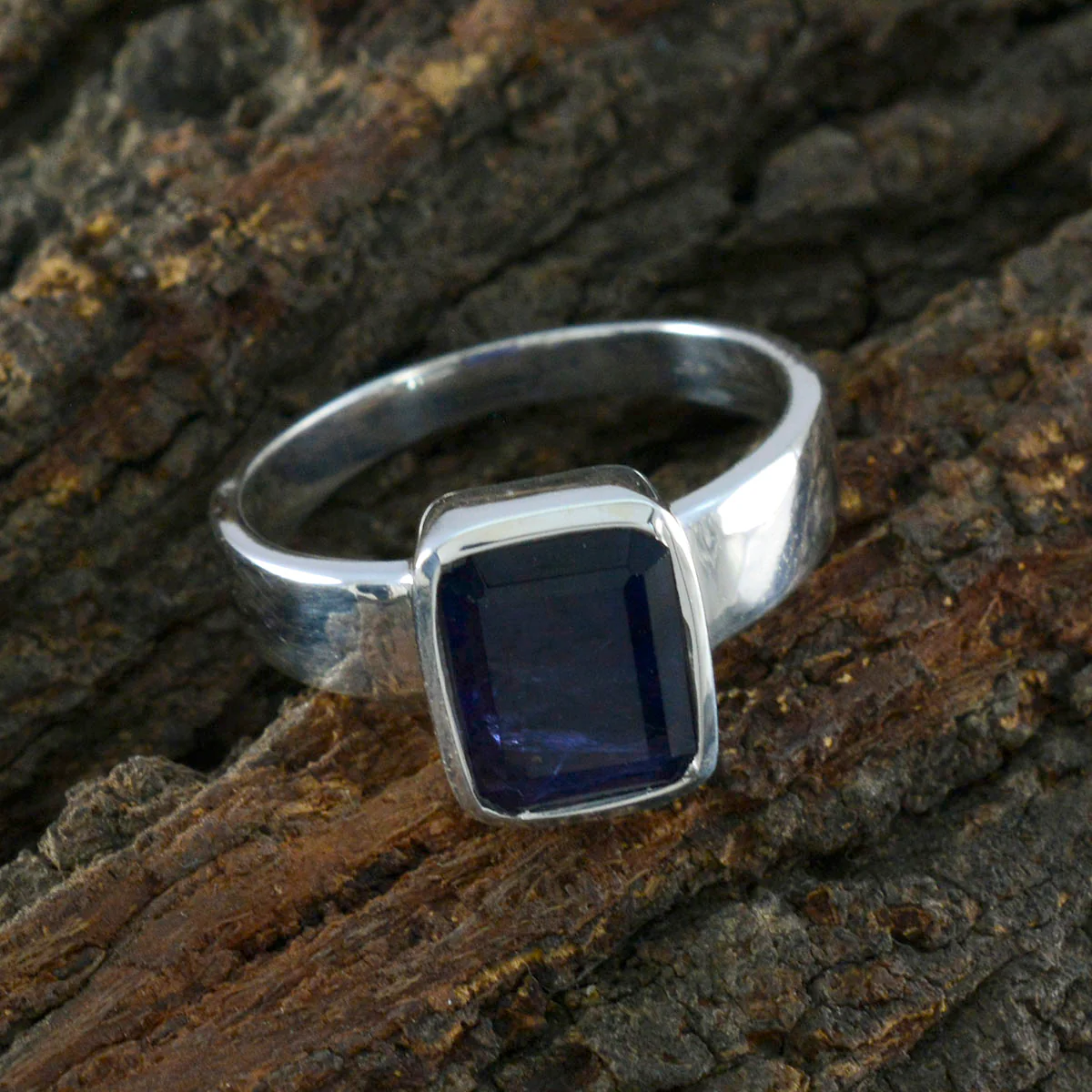 Iolite Solitaire Russian 92.5 Silver Blue Gems Slim Feminine Ring Jewellery - Image 3