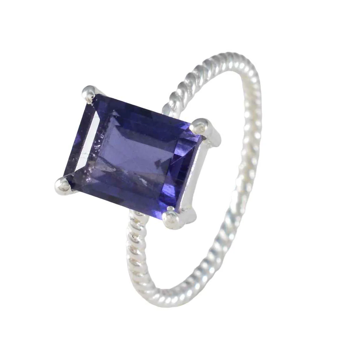 Iolite Solitaire Turkish 92.5 Silver Blue Gemstone Delicate Twist Ring Jewellery - Image 2