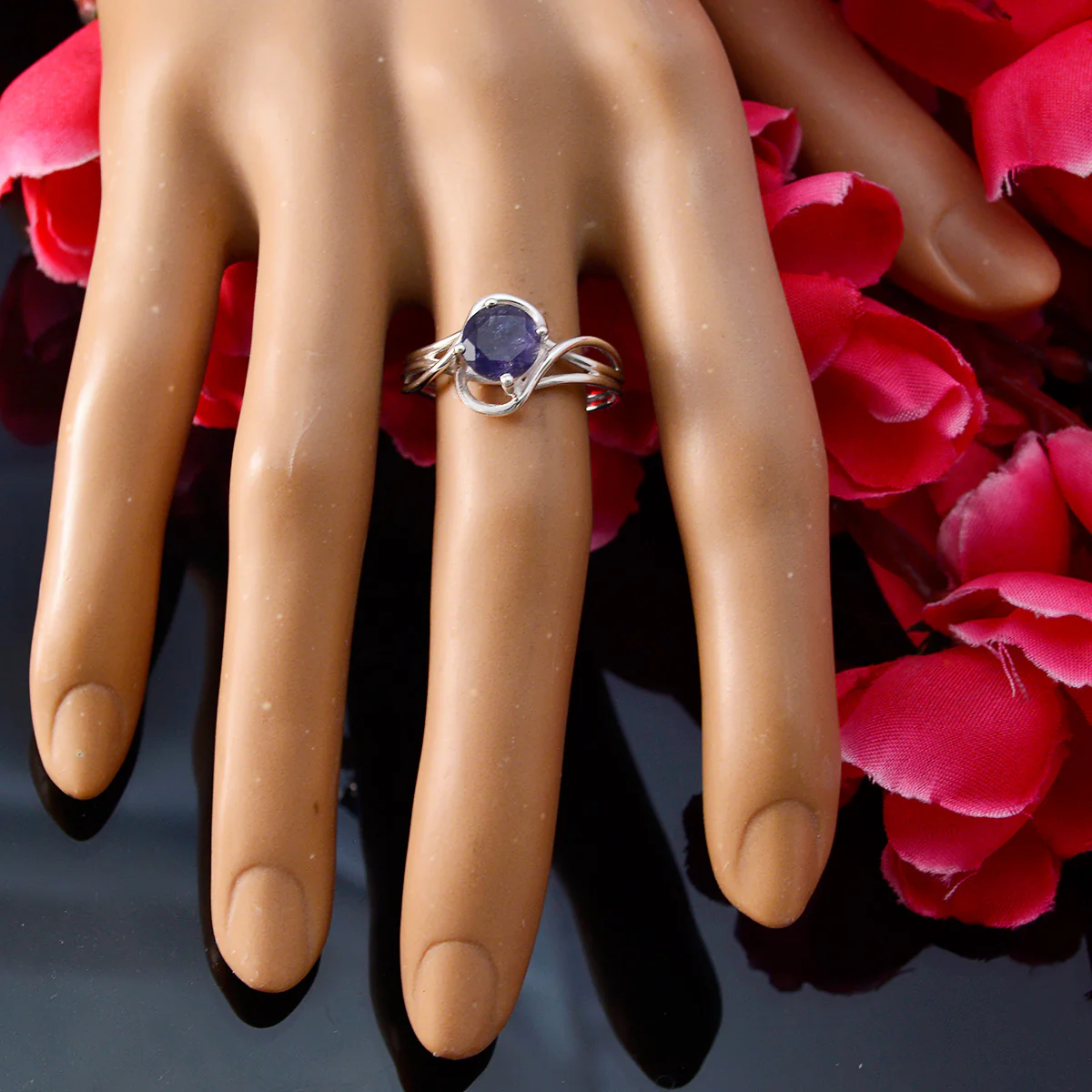 Iolite Solitaire Turkish 925 Silver Blue Gemstone Delicate Glamorous Ring Jewellery - Image 5