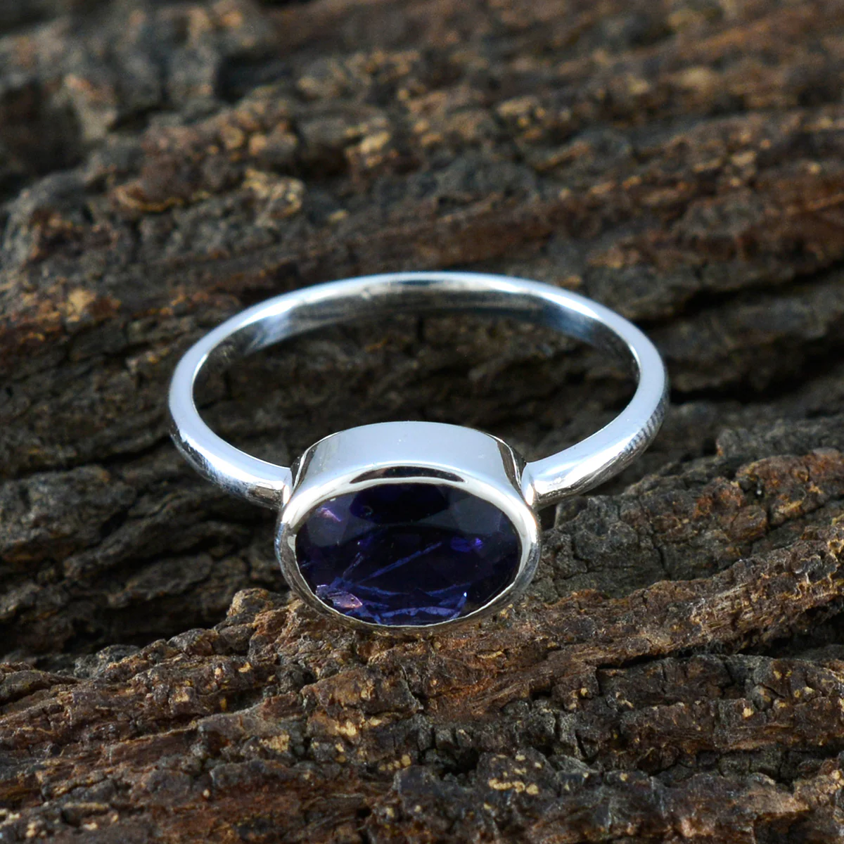 Iolite Solitaire Turkish 925 Sterling Silver Blue Gems Dainty Abstract Ring Jewellery - Image 3