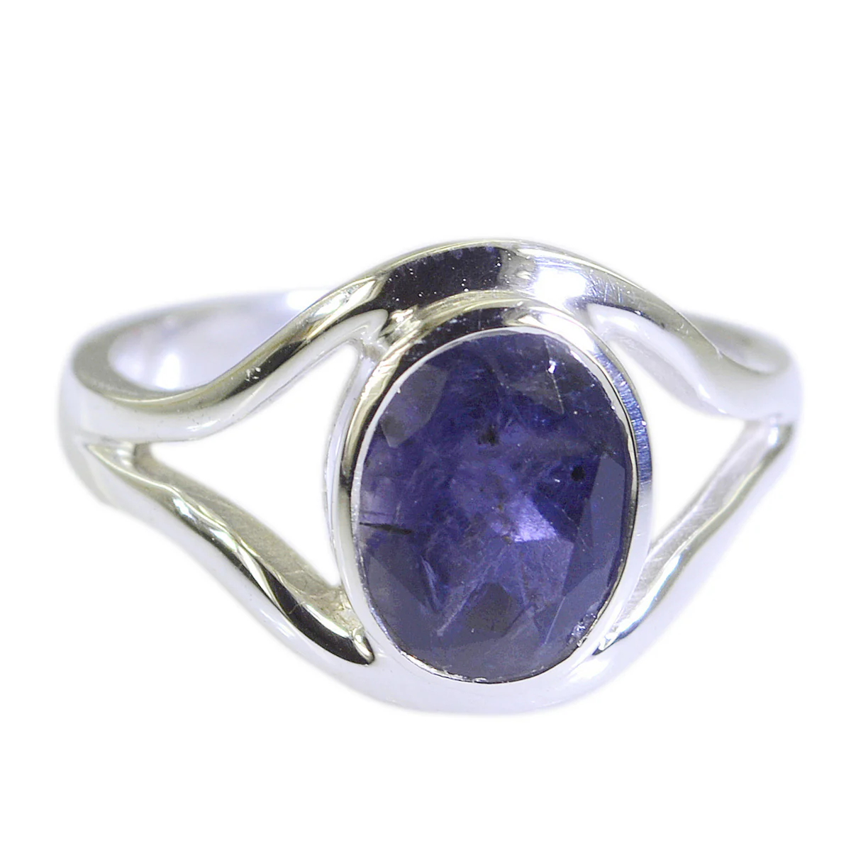 Iolite Solitaire Turkish 925 Sterling Silver Blue Gems Whisper-thin Modern Ring Jewellery