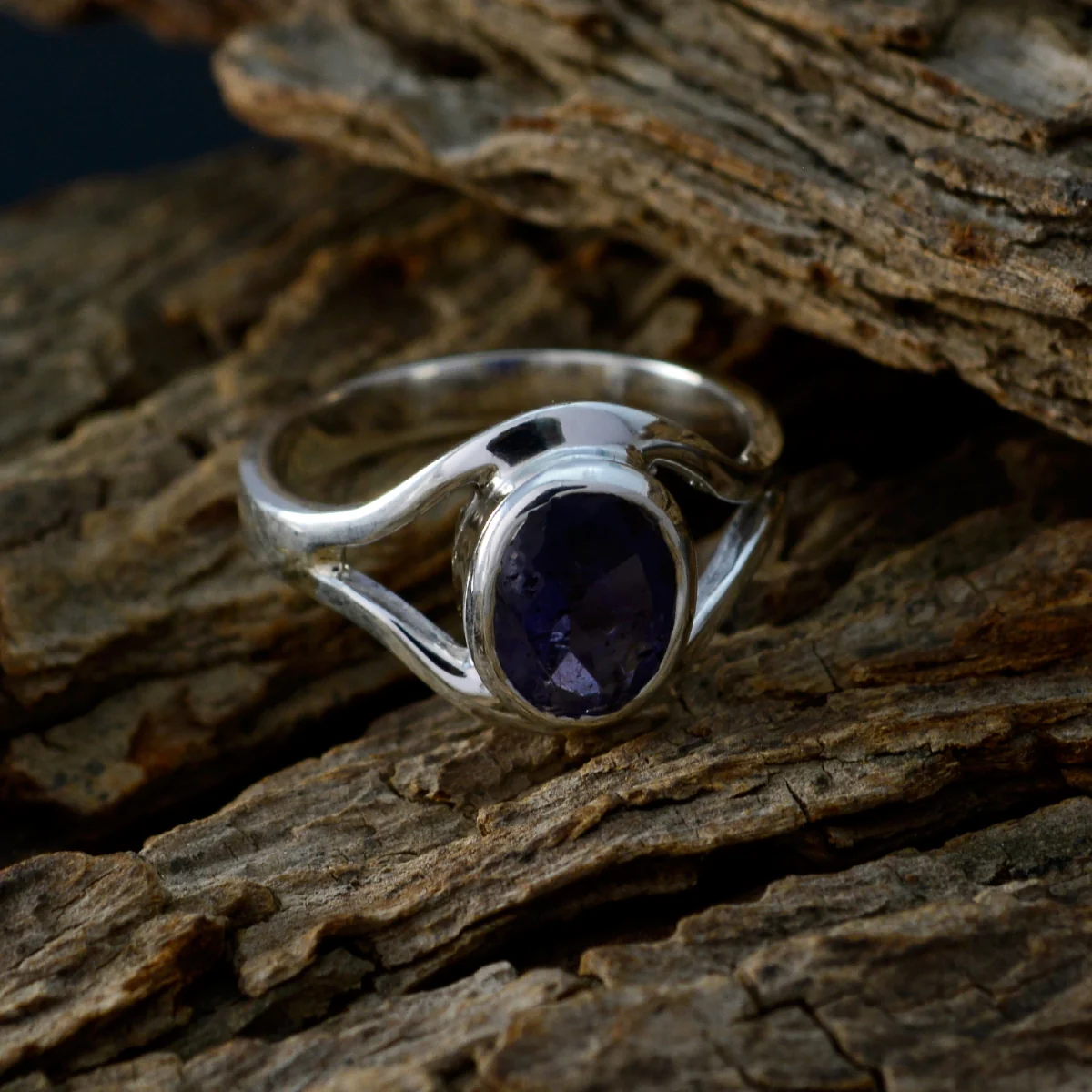 Iolite Solitaire Turkish 925 Sterling Silver Blue Gems Whisper-thin Modern Ring Jewellery - Image 4