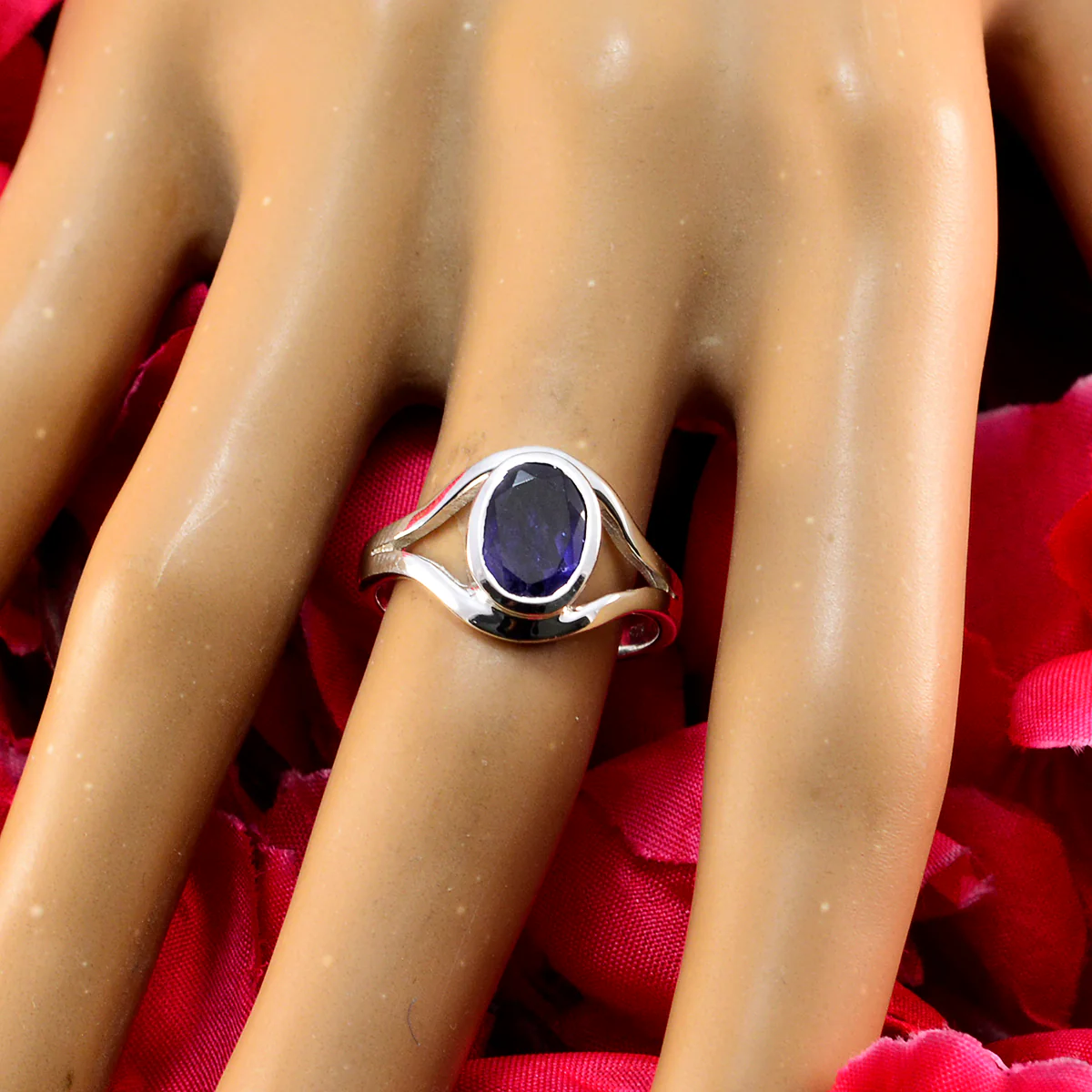 Iolite Solitaire Turkish 925 Sterling Silver Blue Gems Whisper-thin Modern Ring Jewellery - Image 6