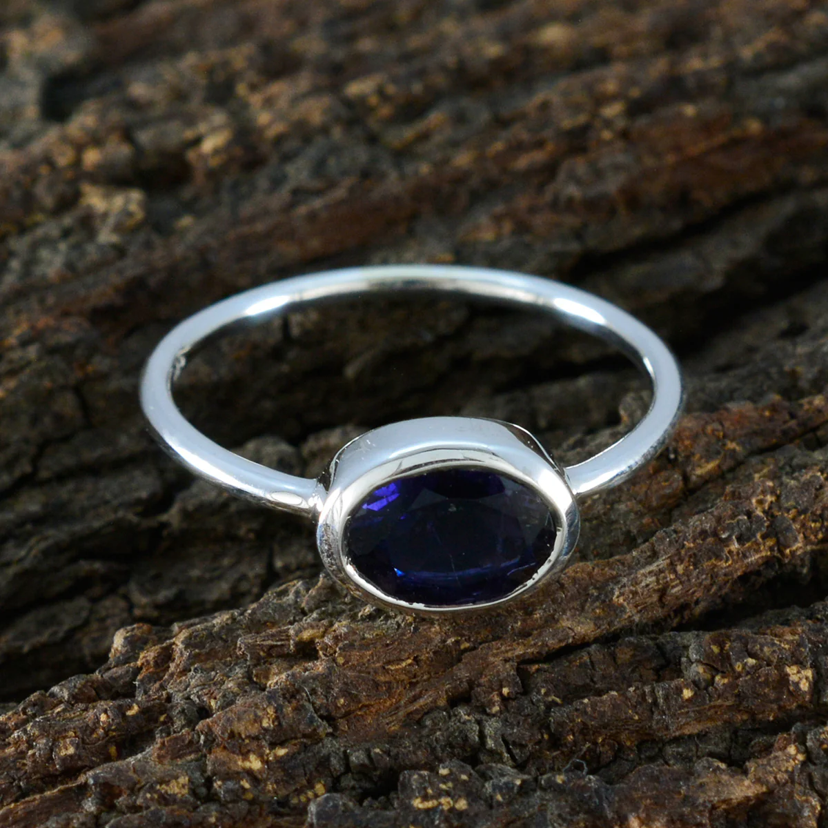 Iolite Solitaire Turkish Silver Blue Gemstone Elegant Glamorous Ring Jewellery - Image 3