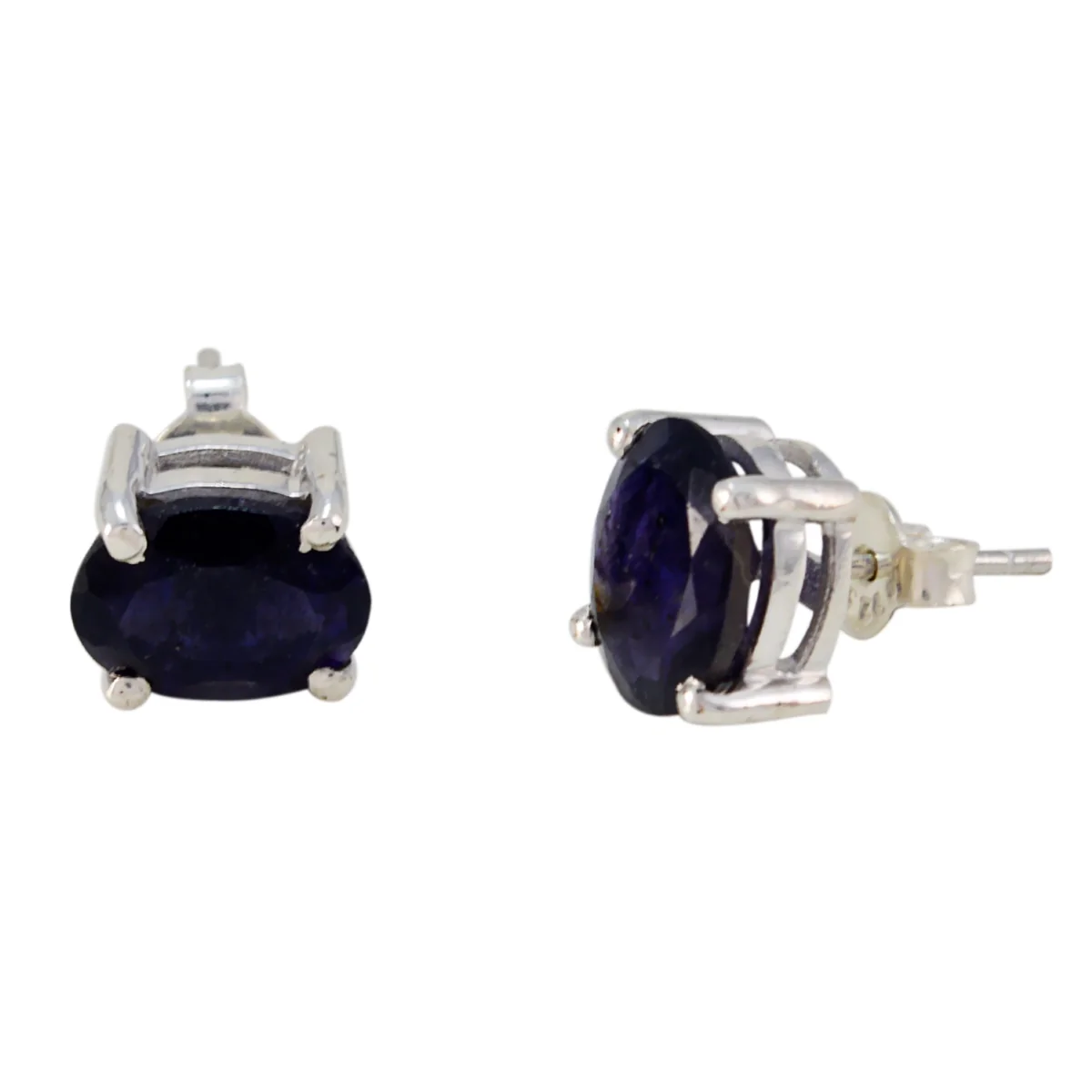 Iolite Spanish Camila Solitaire Stud Blue Sterling Silver Earring - Image 3