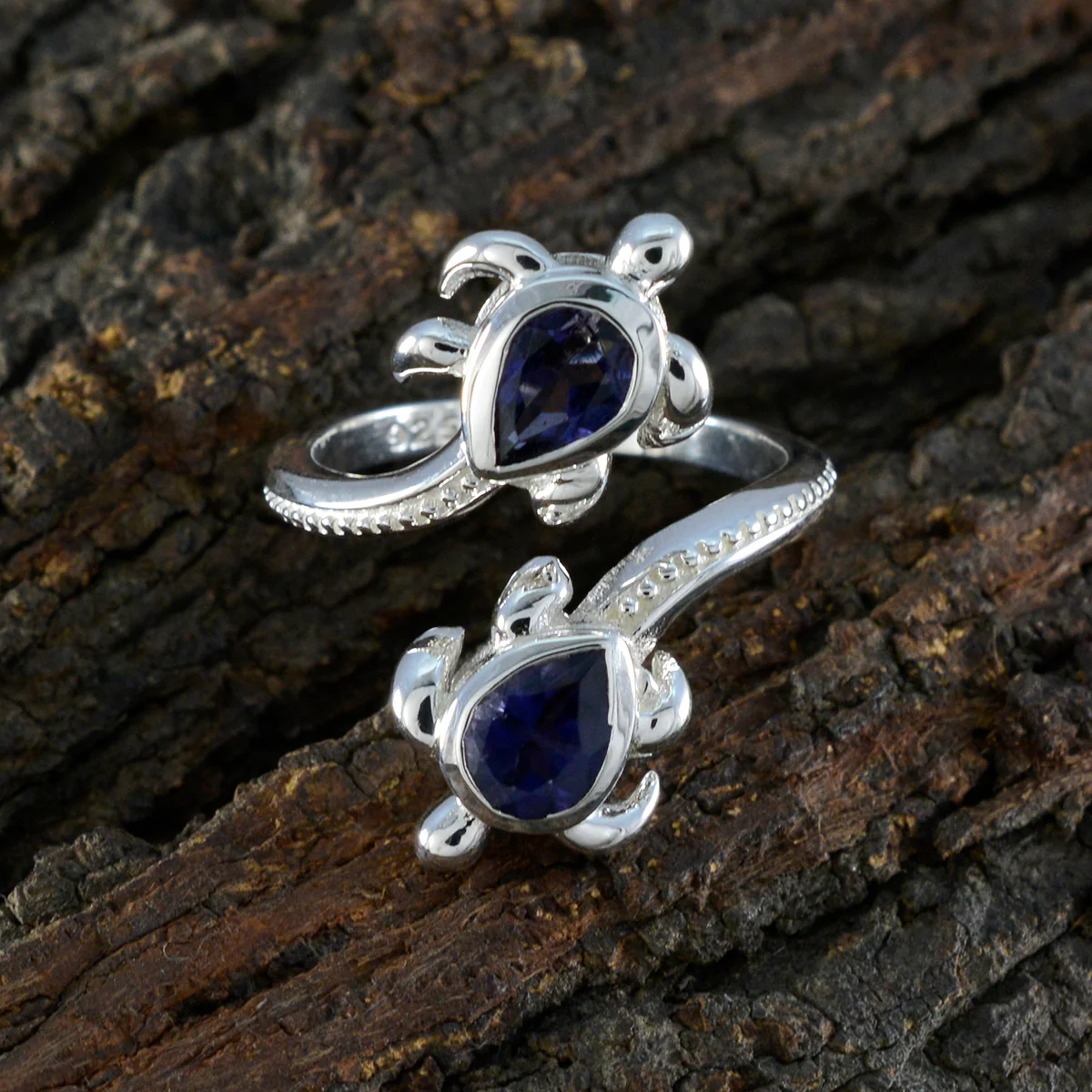 Iolite Toi et Moi French 925 Silver Blue Gemstone Minimal Artisan Ring Jewelry - Image 3