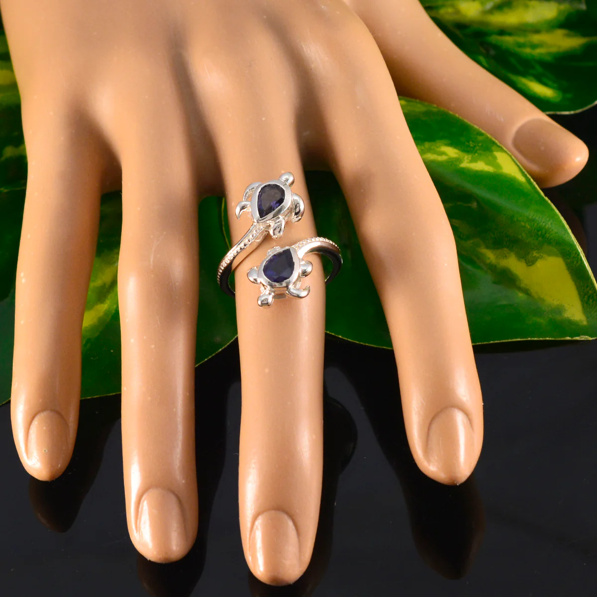 Iolite Toi et Moi French 925 Silver Blue Gemstone Minimal Artisan Ring Jewelry - Image 5