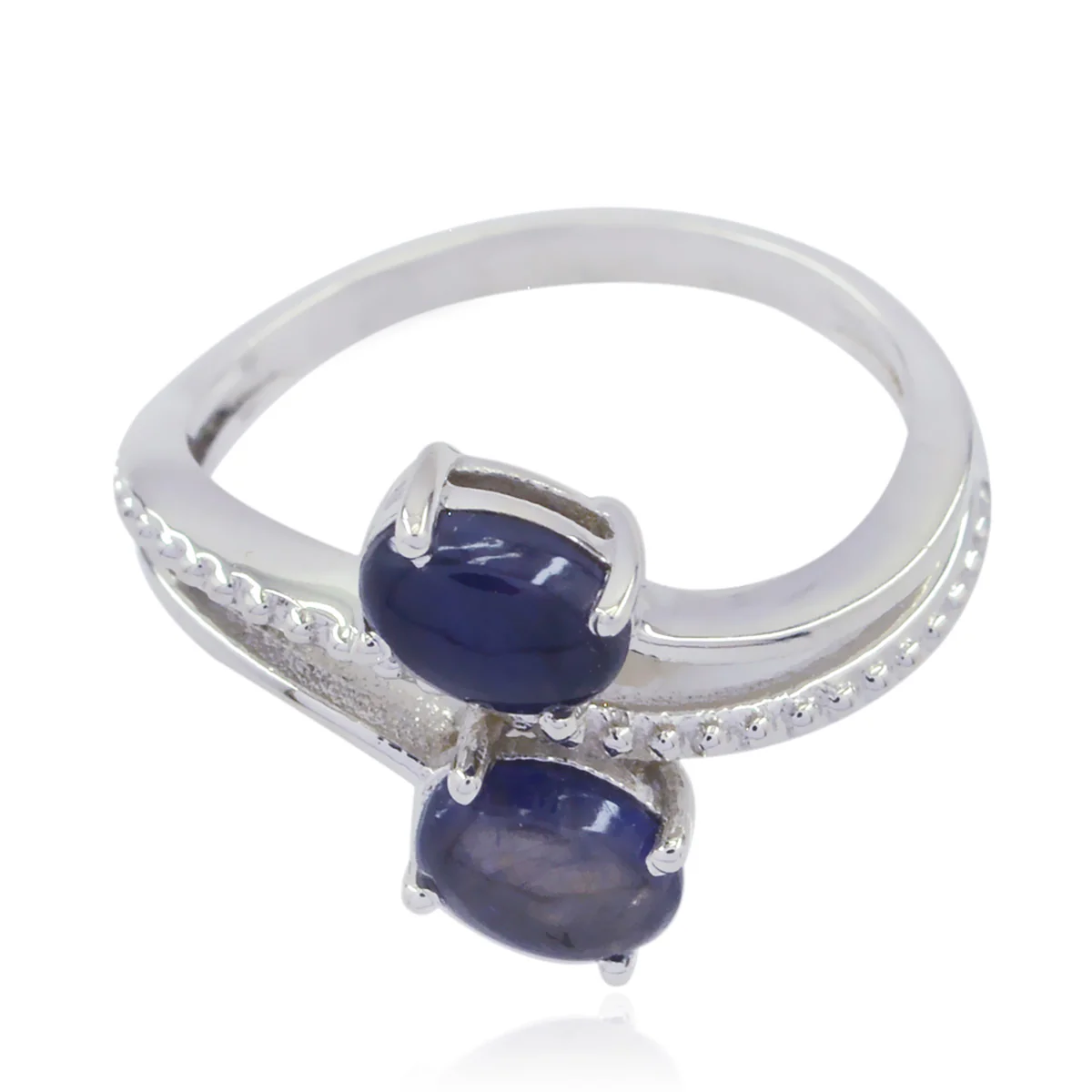 Iolite Toi et Moi Korean 925 Silver Blue Gemstone Whisper-thin Graceful Ring Jewelry
