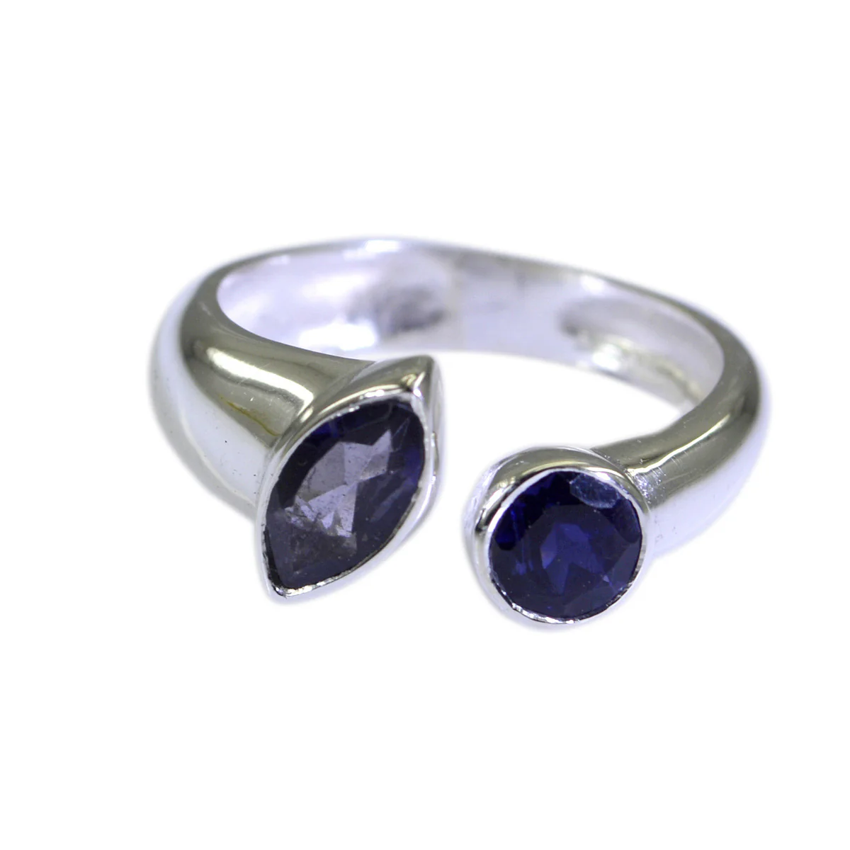 Iolite Toi et Moi Korean Sterling Silver Blue Gems Whisper-thin Graceful Ring Jewelry - Image 3