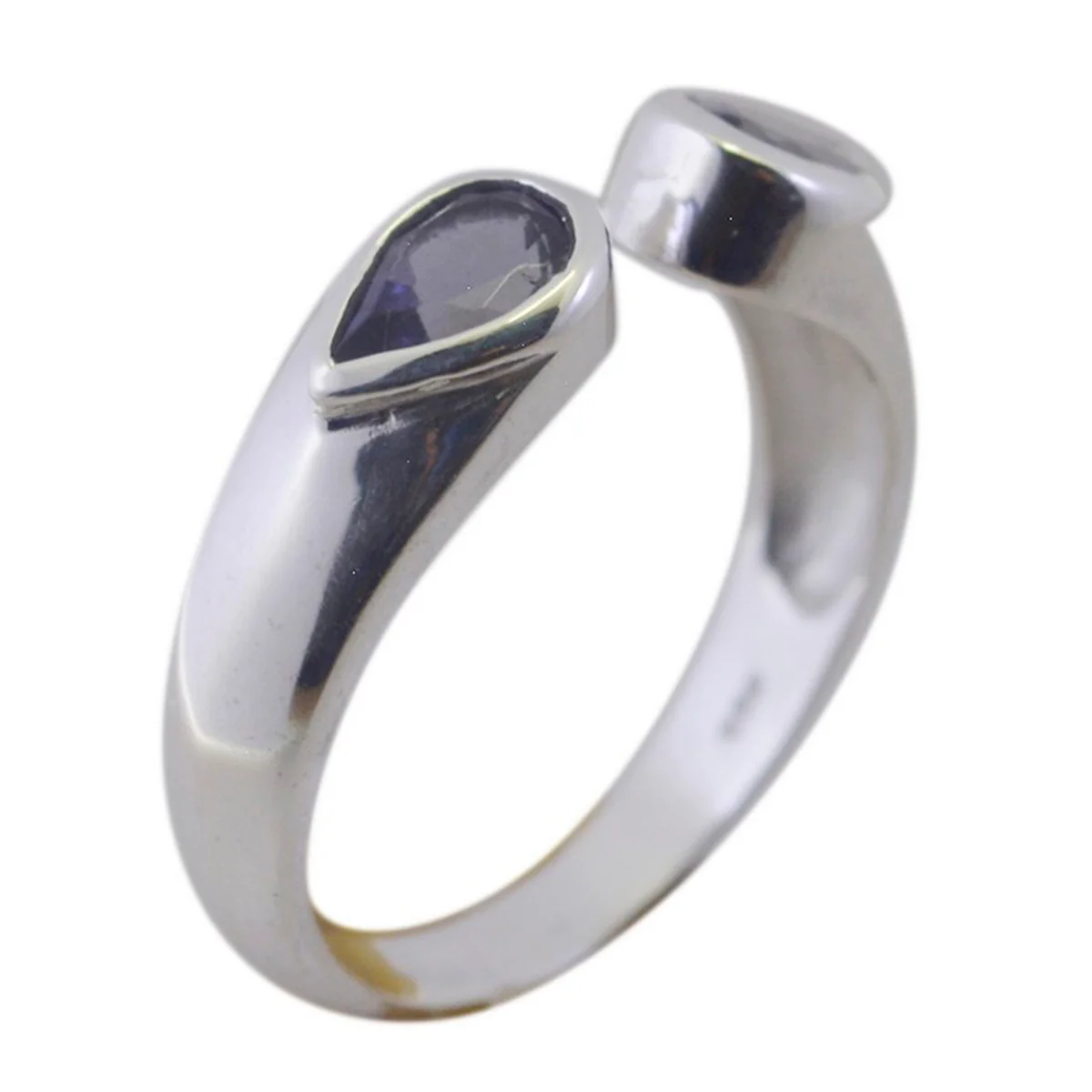 Iolite Toi et Moi Turkish 92.5 Silver Blue Gemstone Delicate Trendy Ring Jewelry - Image 2