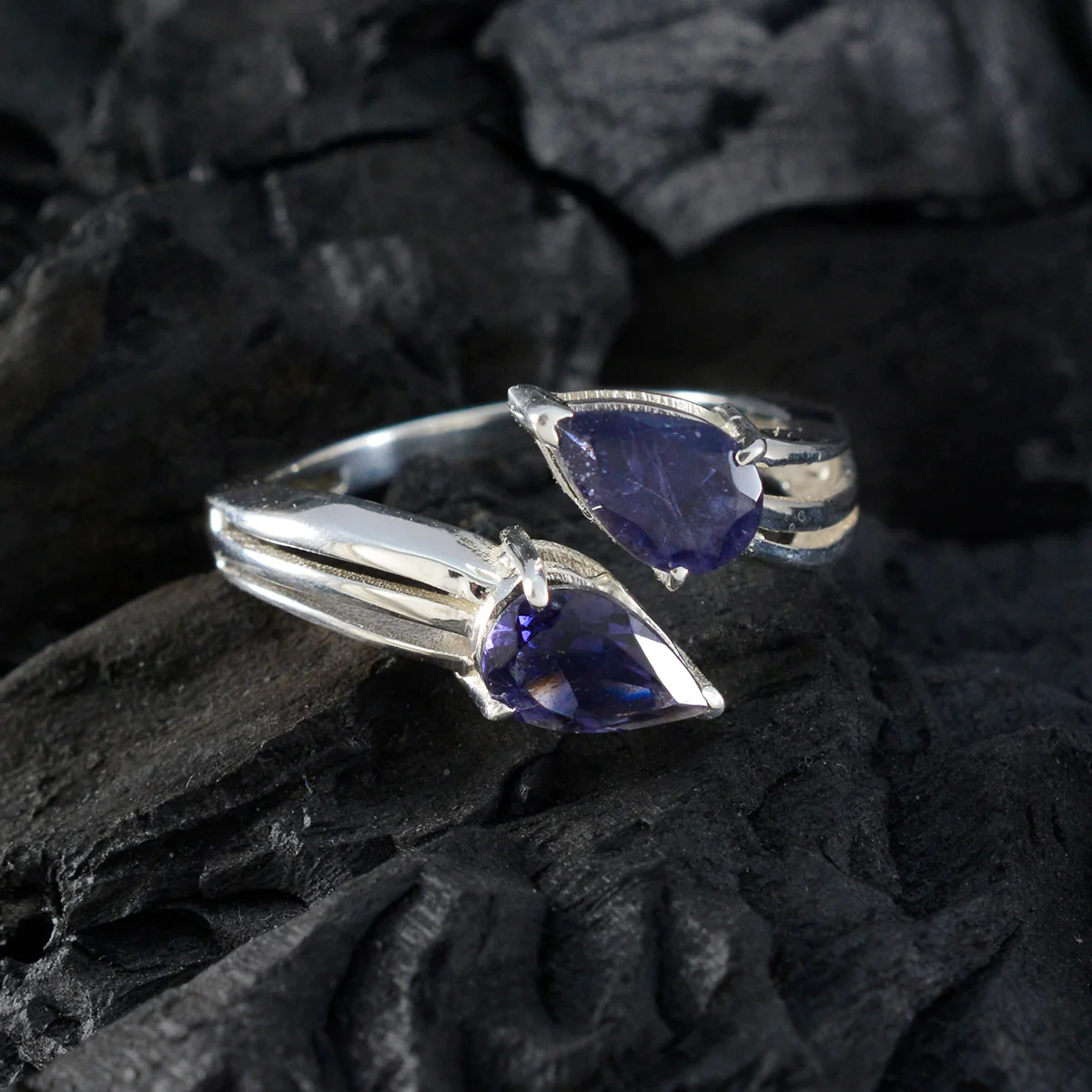 Iolite Toi et Moi Turkish 925 Silver Blue Gemstones Whisper-thin Fairytale Ring Jewellery - Image 4
