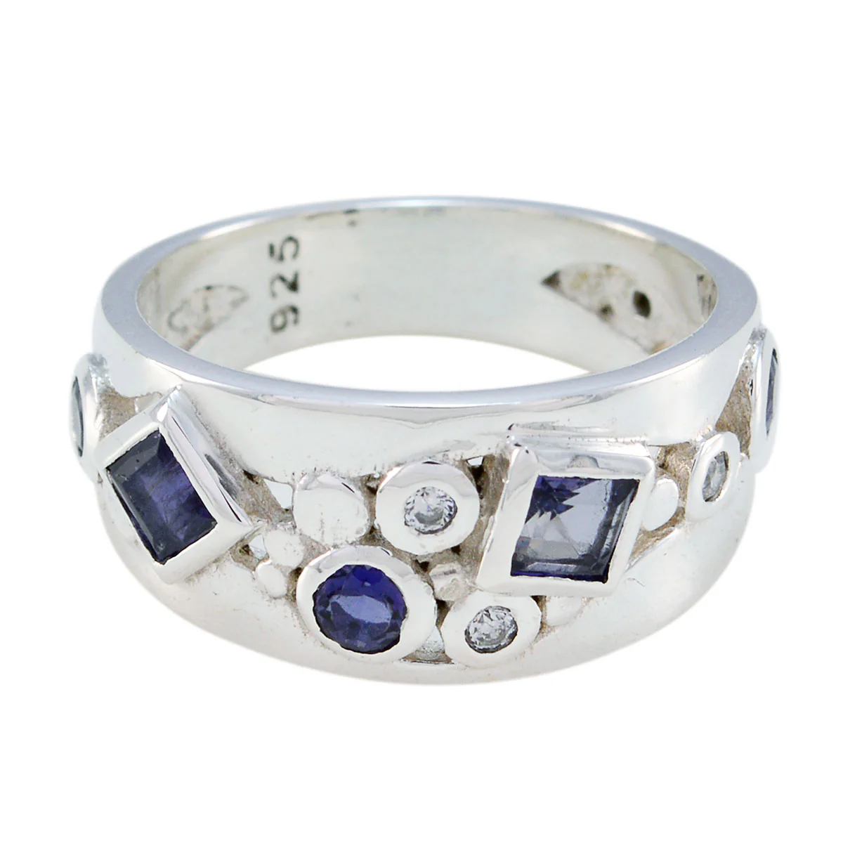 Iolite Trilogy African 925 Sterling Silver Blue Gemstone Eye-catching Abstract Ring Jewelry