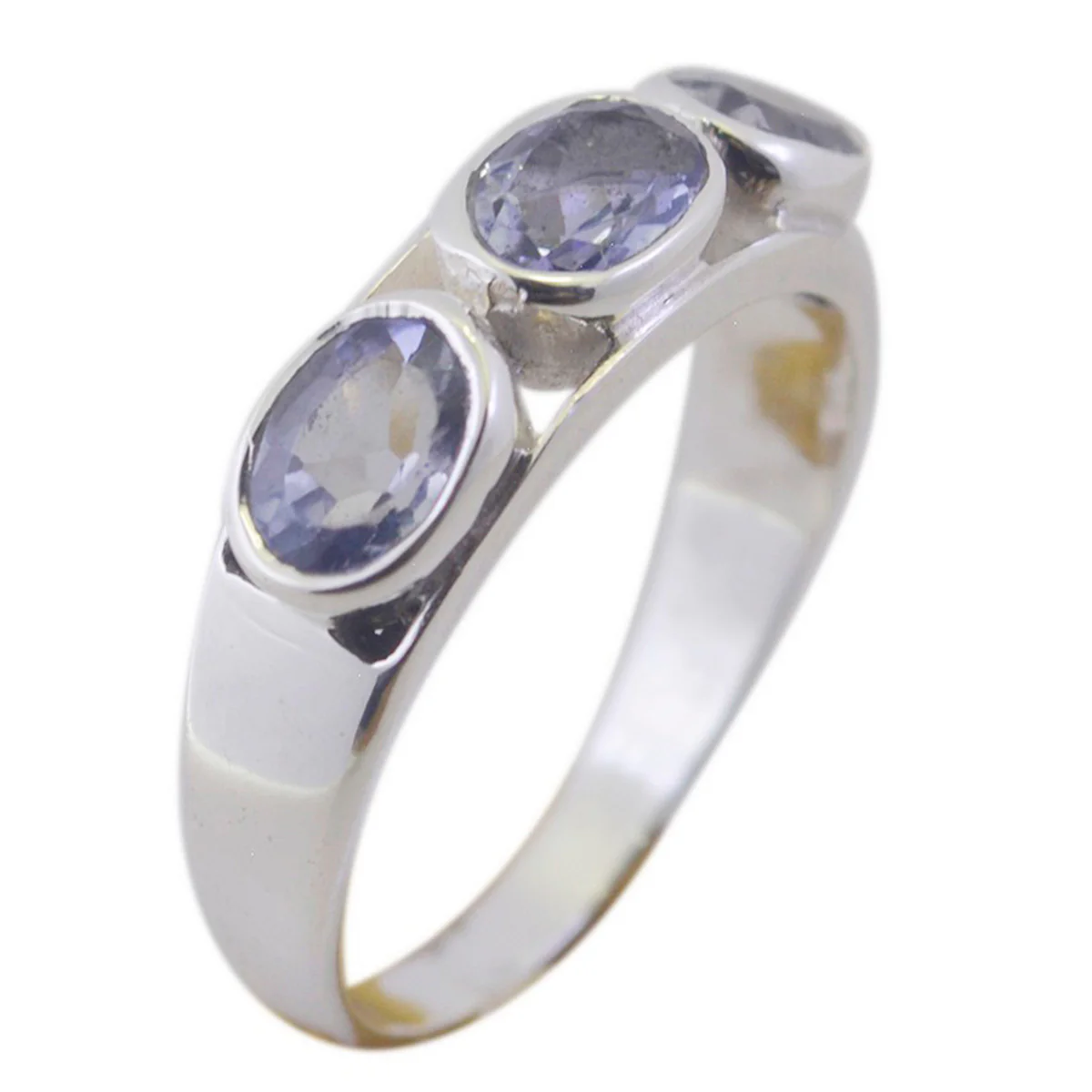 Iolite Trilogy American Sterling Silver Blue Gemstones Dainty Trendy Ring Jewellery - Image 2