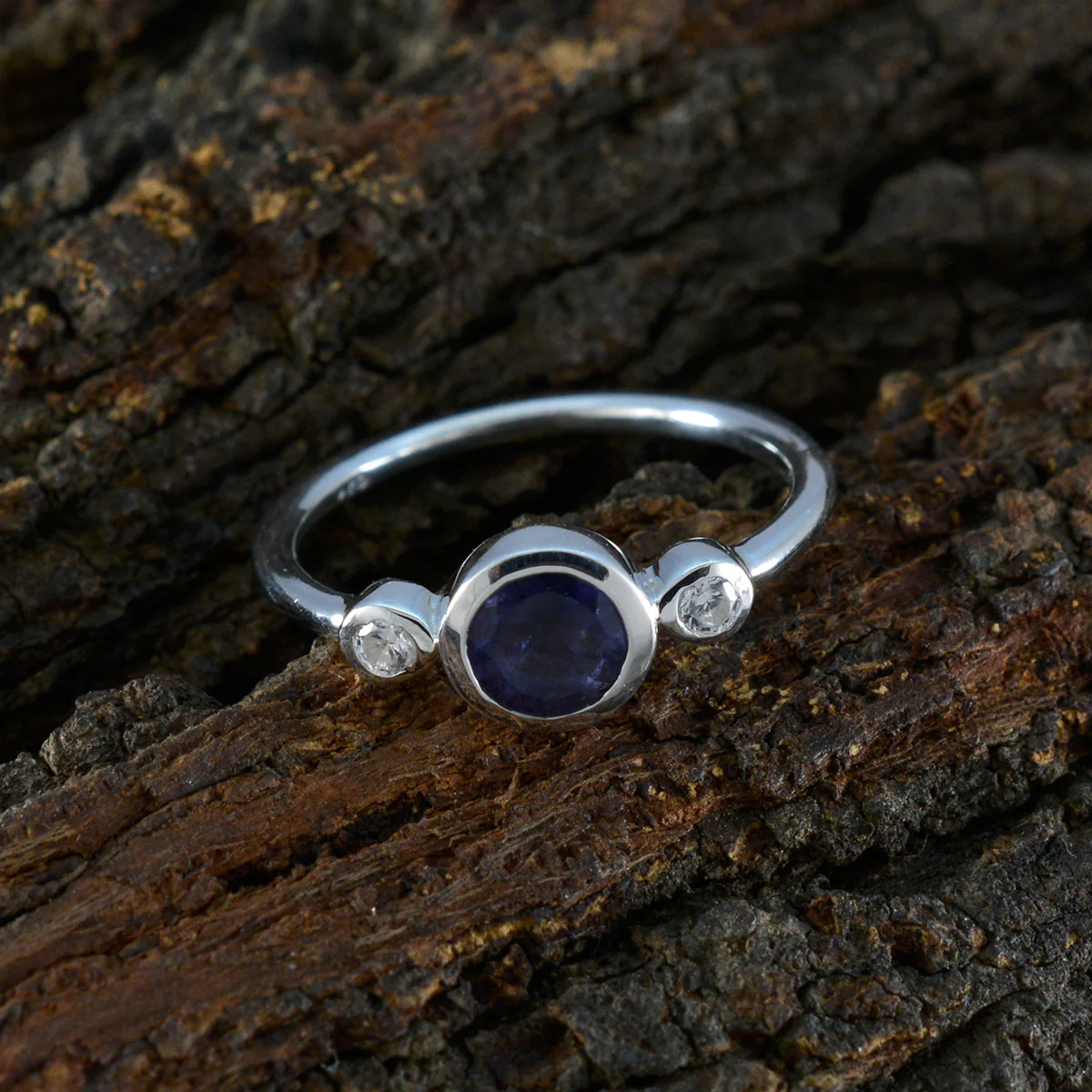 Iolite Trilogy Japanese 92.5 Silver Blue Gemstone Elegant Abstract Ring Jewellery - Image 3