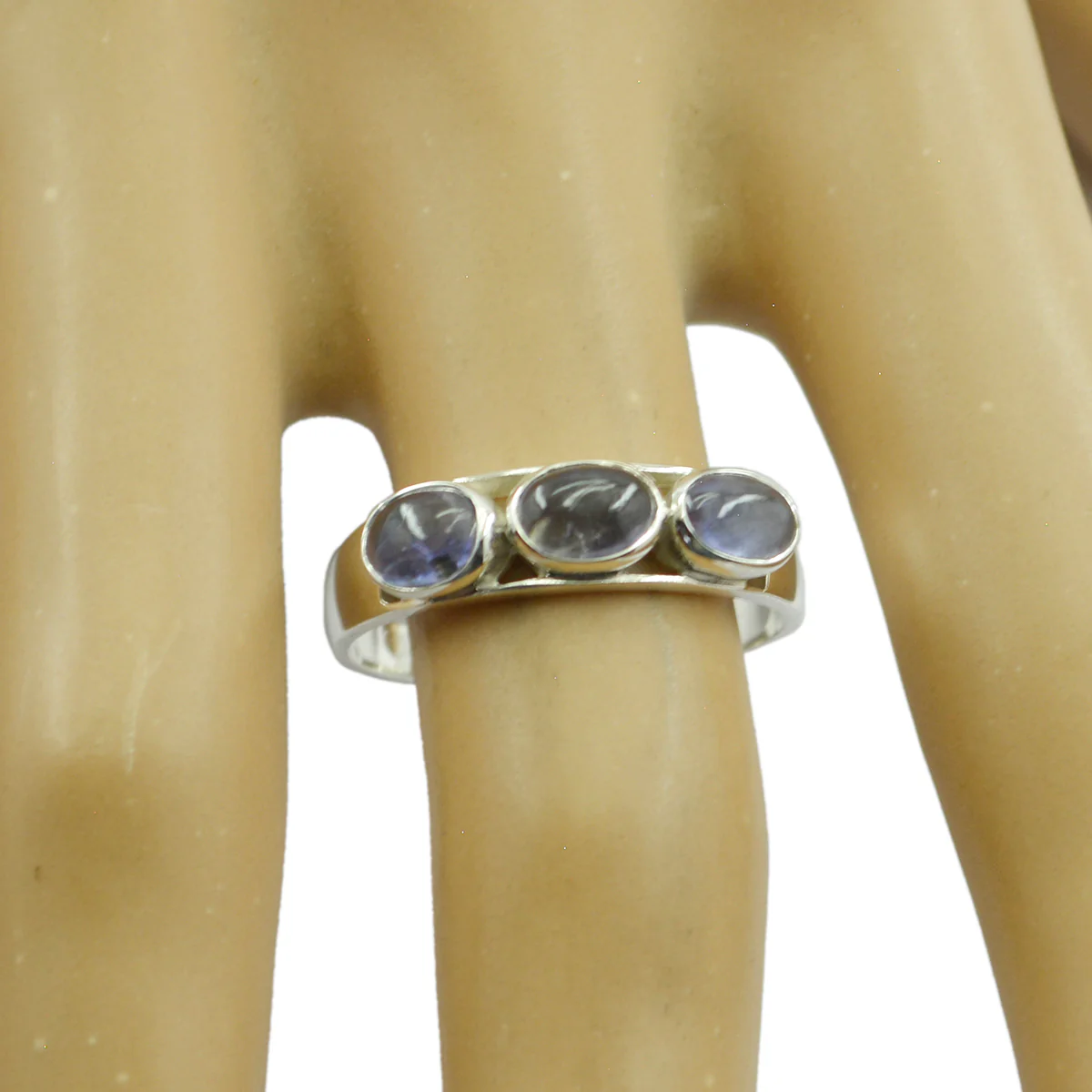 Iolite Trilogy Japanese Sterling Silver Blue Gemstone Dainty Feminine Ring Jewellery - Image 2