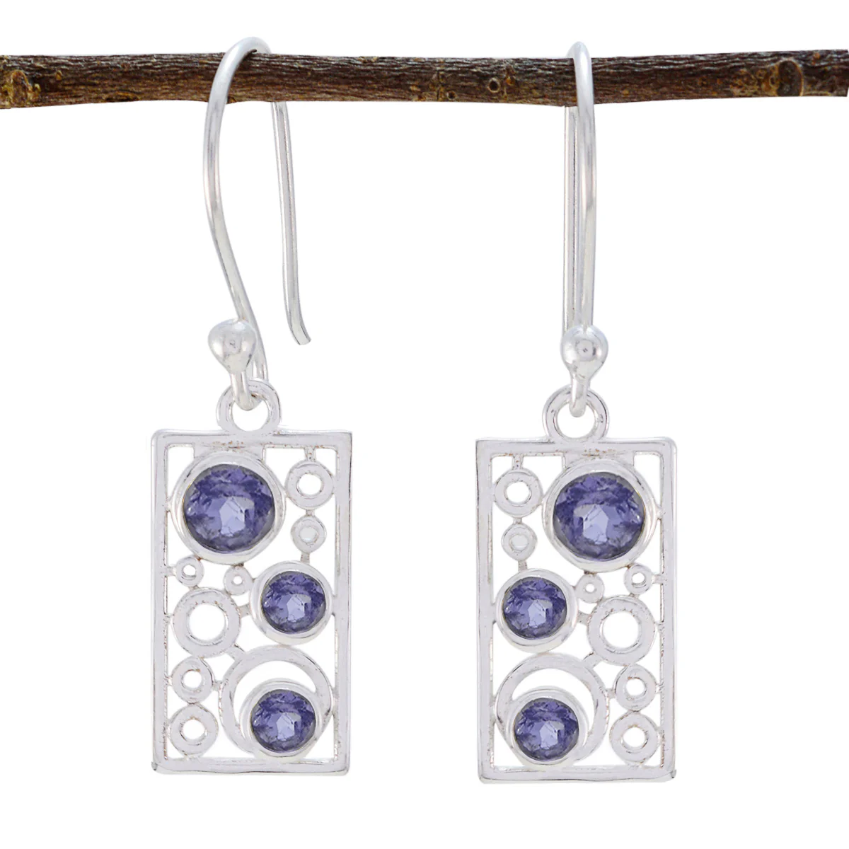 Iolite Turkish Addison multiple Dangle Blue 925 Silver Earring