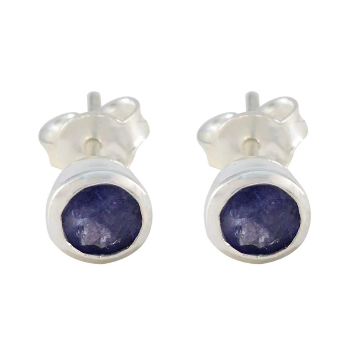 Iolite Turkish Claire Solitaire Stud Blue Sterling Silver Earring