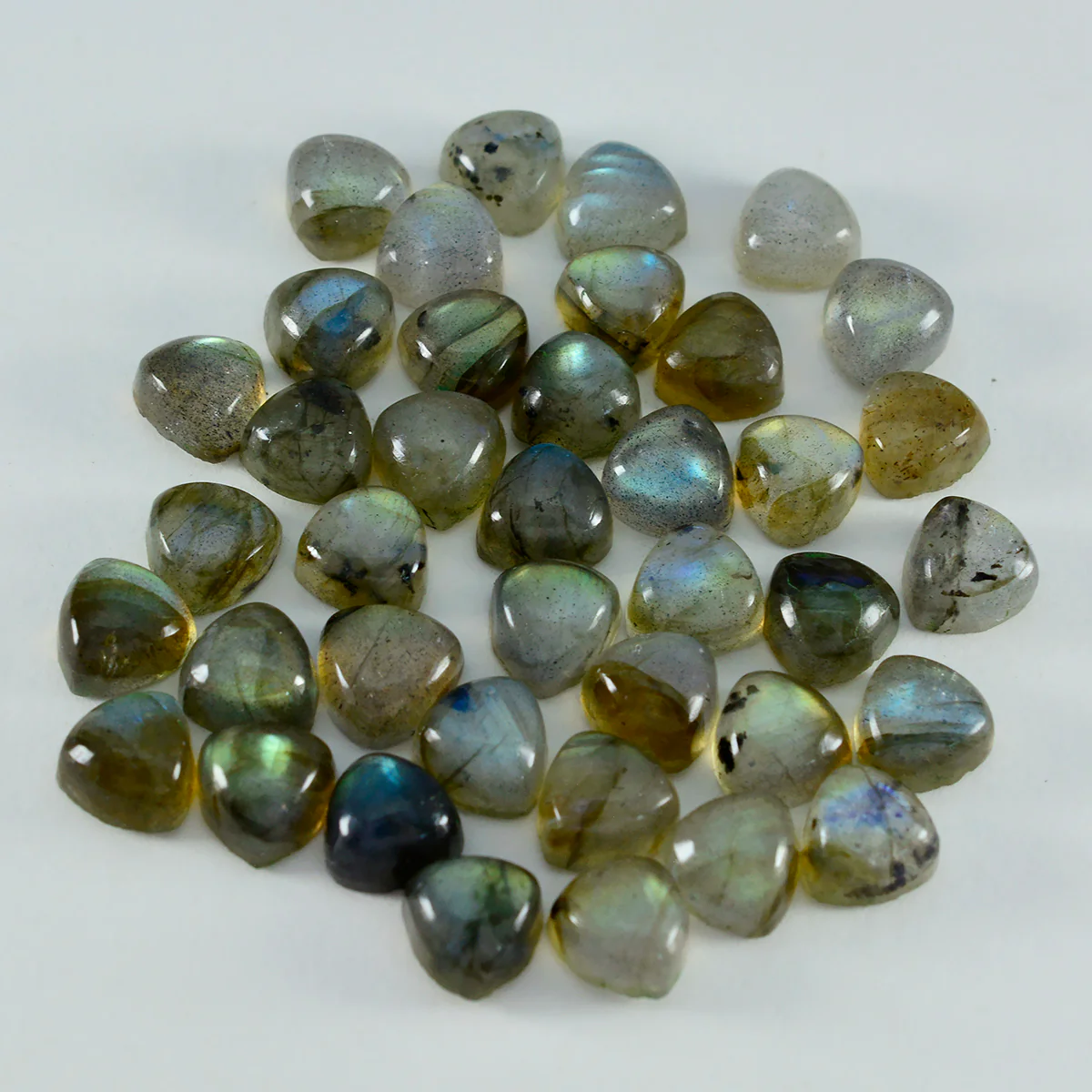 Labradorite 10PC Tiny 4x4 MM Triangle Cabochon Gray Polished semi Precious Precious Gemstone - Image 2