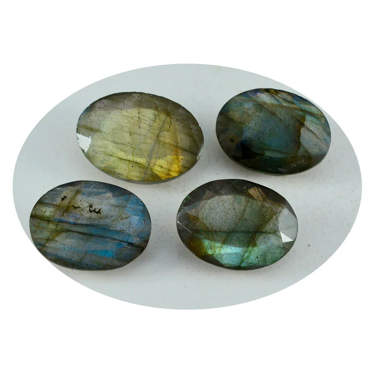 Labradorite 1PC Chunky 12x16 MM Oval Faceted Gray Polished Semi Precious Loose Gems - Image 2