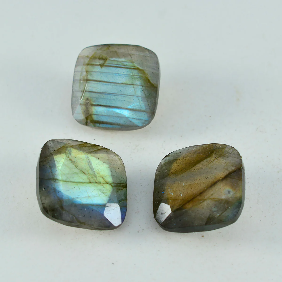 Labradorite 1PC Chunky 13x13 MM Cushion Faceted Gray Natural Semi Precious Gems